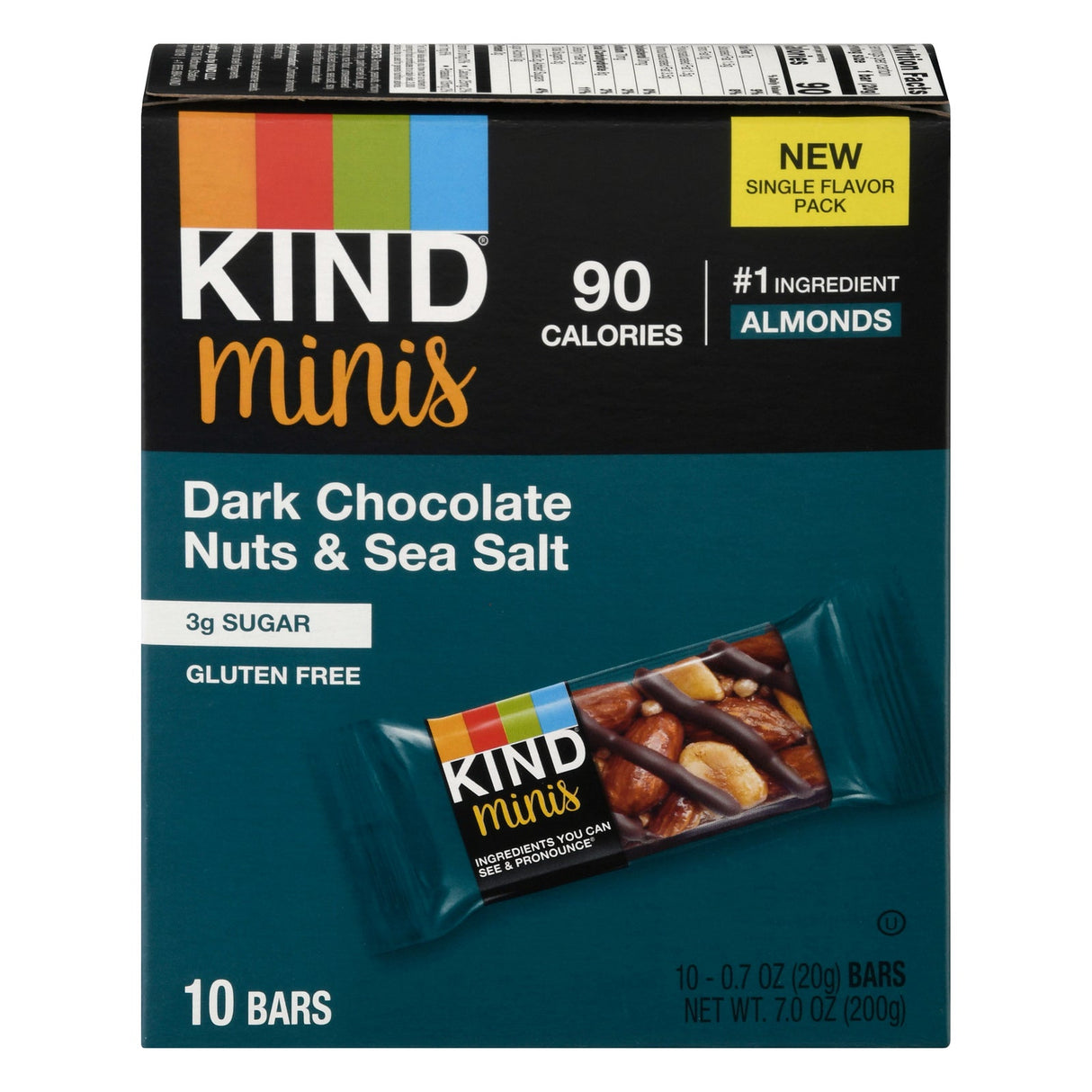 Bars, Mini, Dark Chocolate Nut Sea Salt, 0.7 Ounce,8 - 10 COUNT