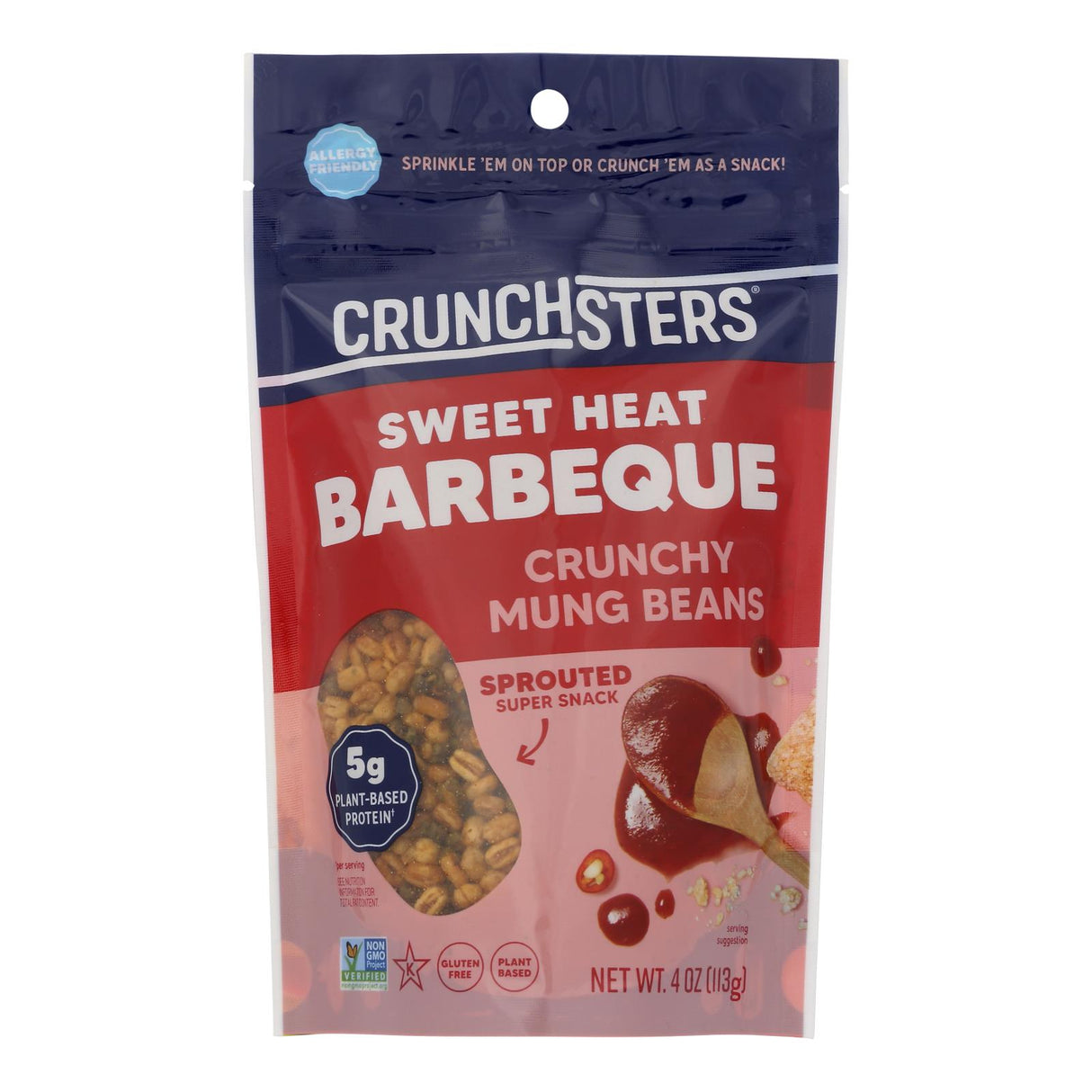 Snacks, Sprouted Mung Bean, Crunchy, Sweet Heat Barbecue,6 - 4 OUNCE