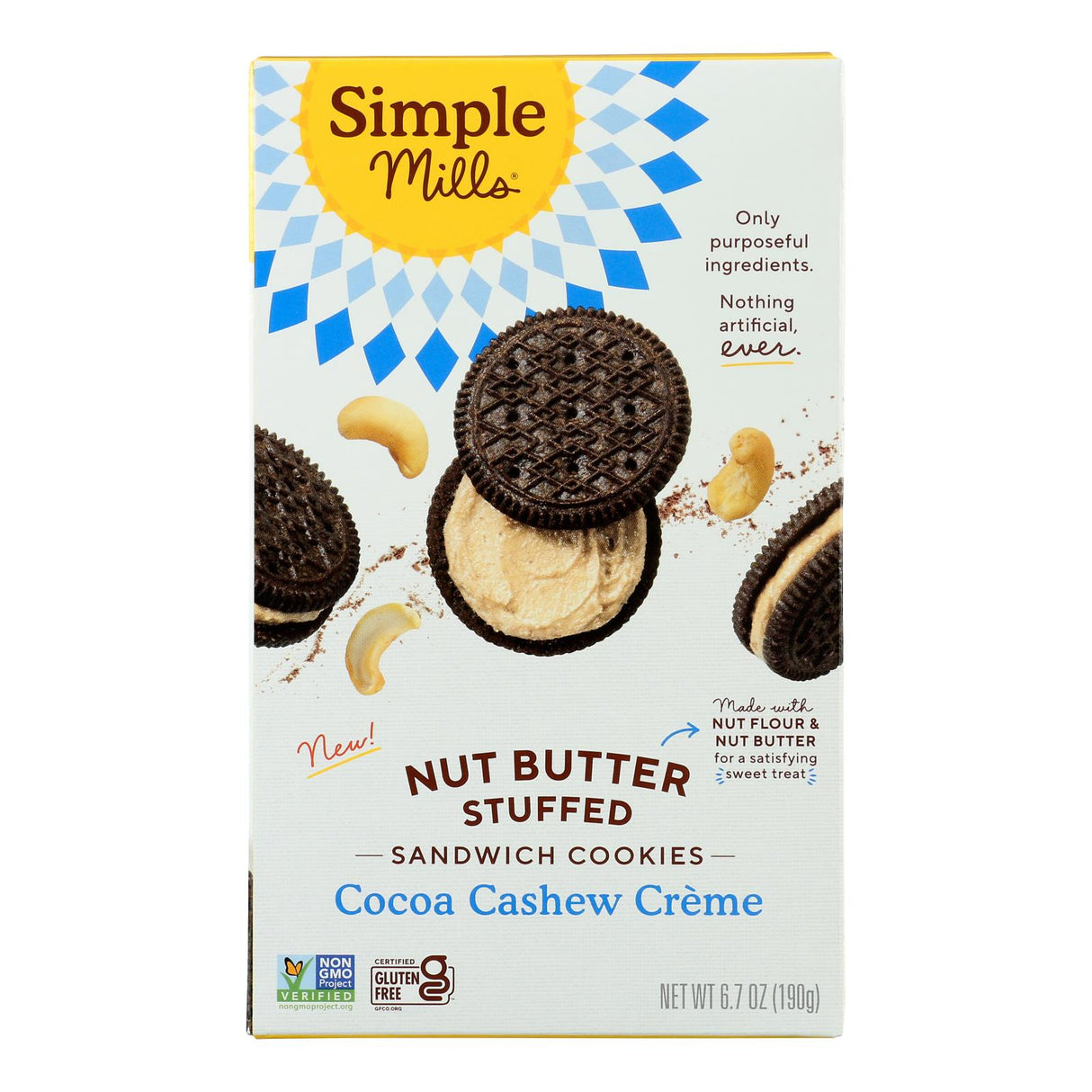 Cookies, Sandwich, Cocoa Cashew Creme Filled, Shelf-Stable,8 - 6.7 OUNCE