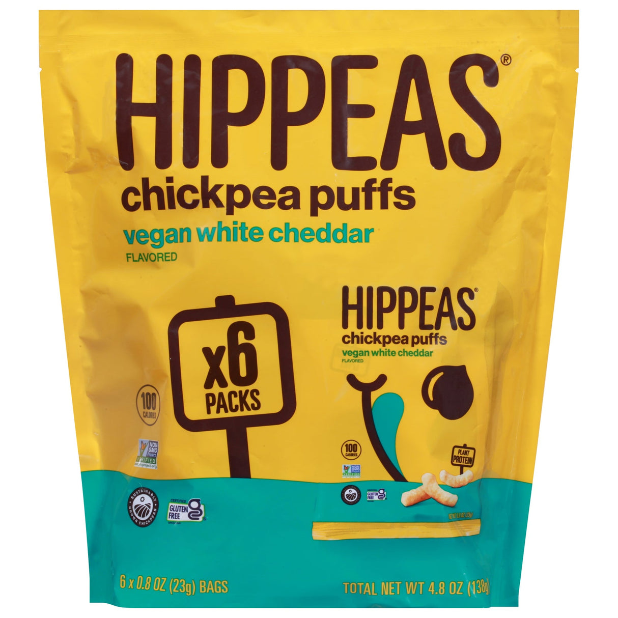 Snack Puffs, Chickpea, White Cheddar, Single-Serve, 0.8 Ounce,12 - 6 COUNT