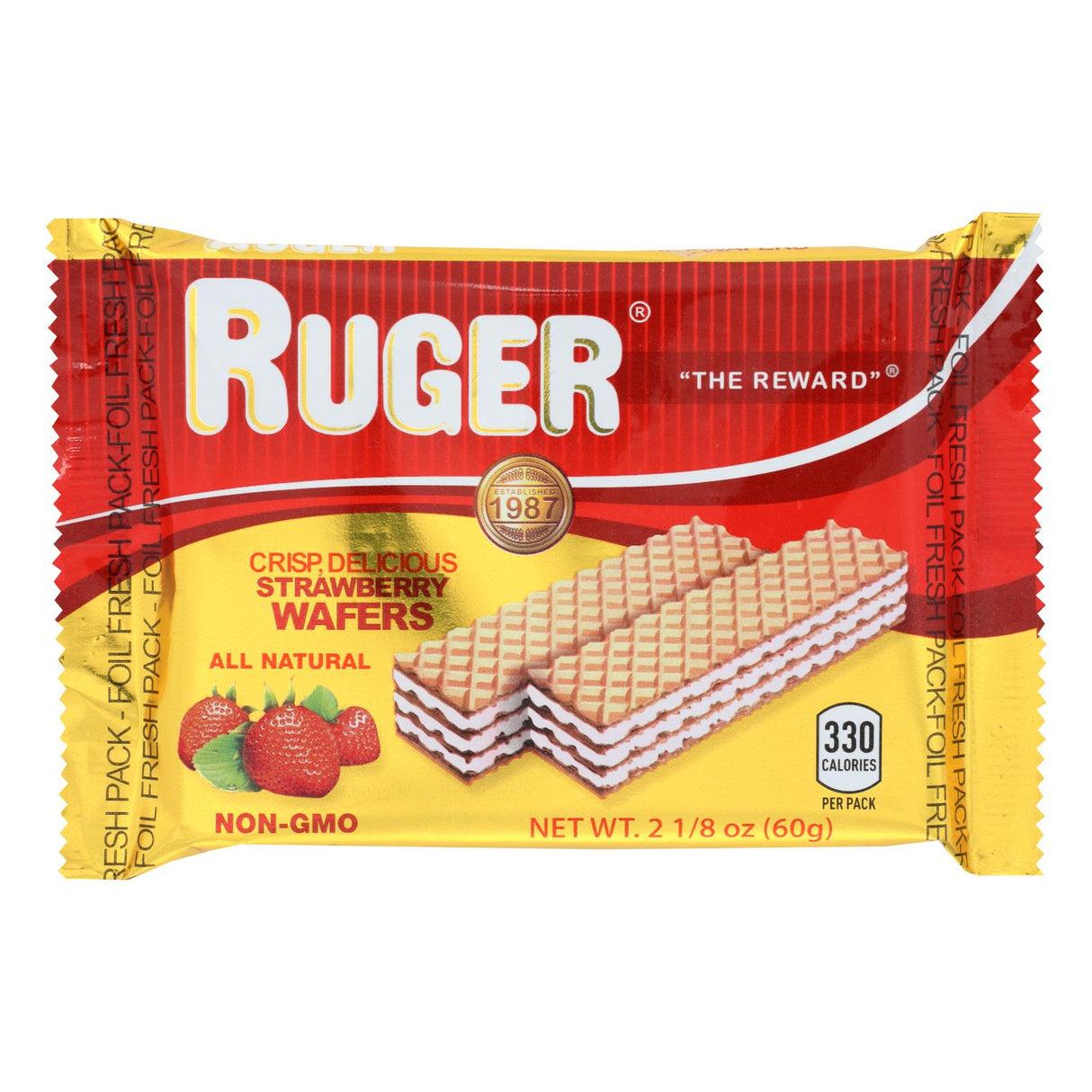 Cookies, Wafer, Strawberry Cream-Filled, Shelf-Stable,12 - 2.13 OUNCE