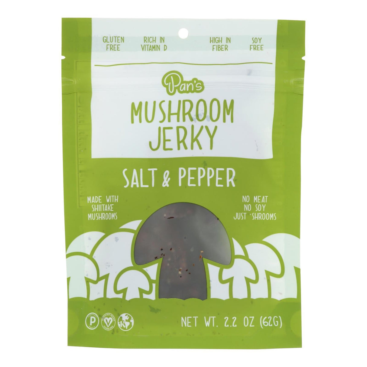 Jerky, Mushroom, Salt & Pepper,6 - 2.2 OUNCE