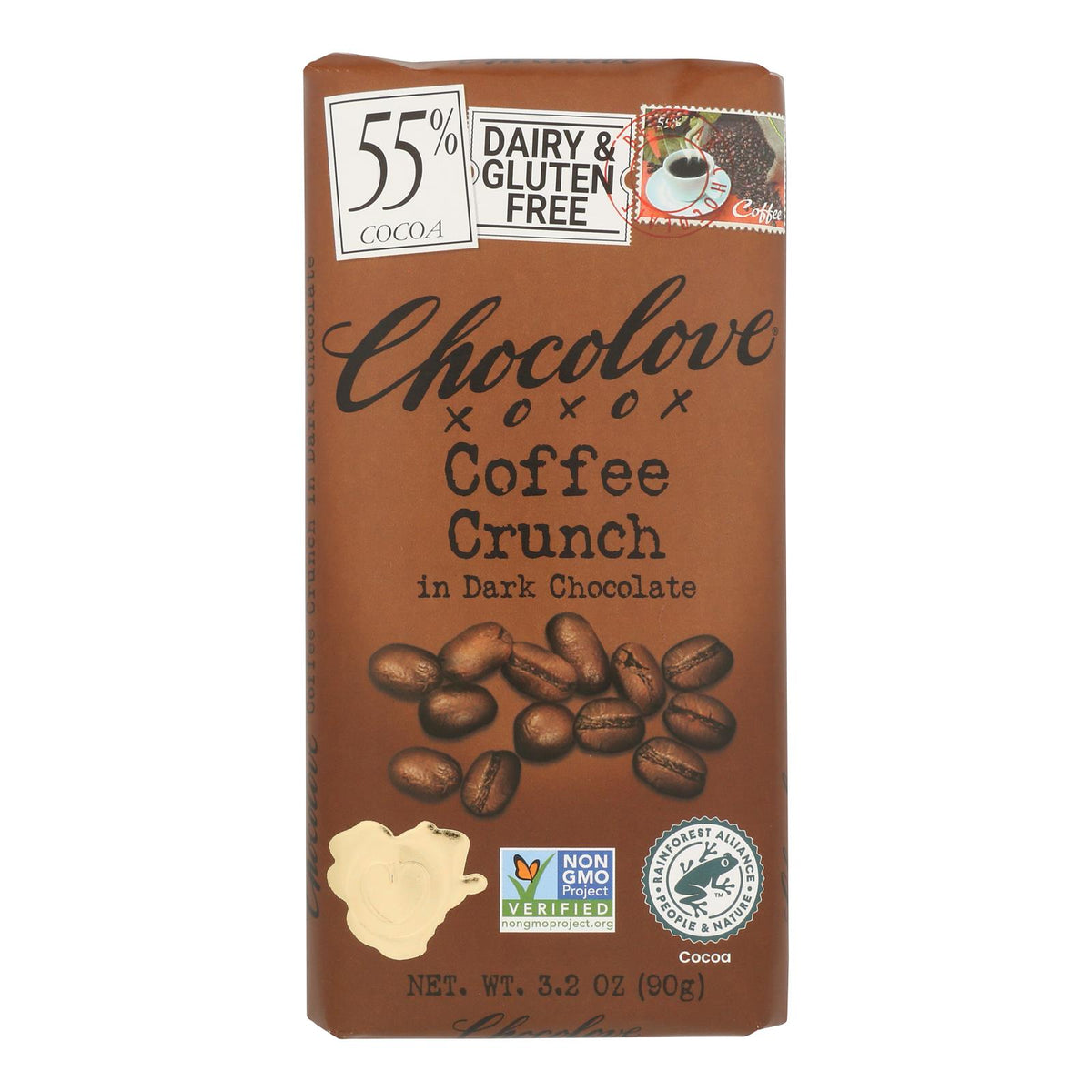 Chocolate Bars, Dark, Coffee Crunch, 55% Cocoa,12 - 3.2 OUNCE
