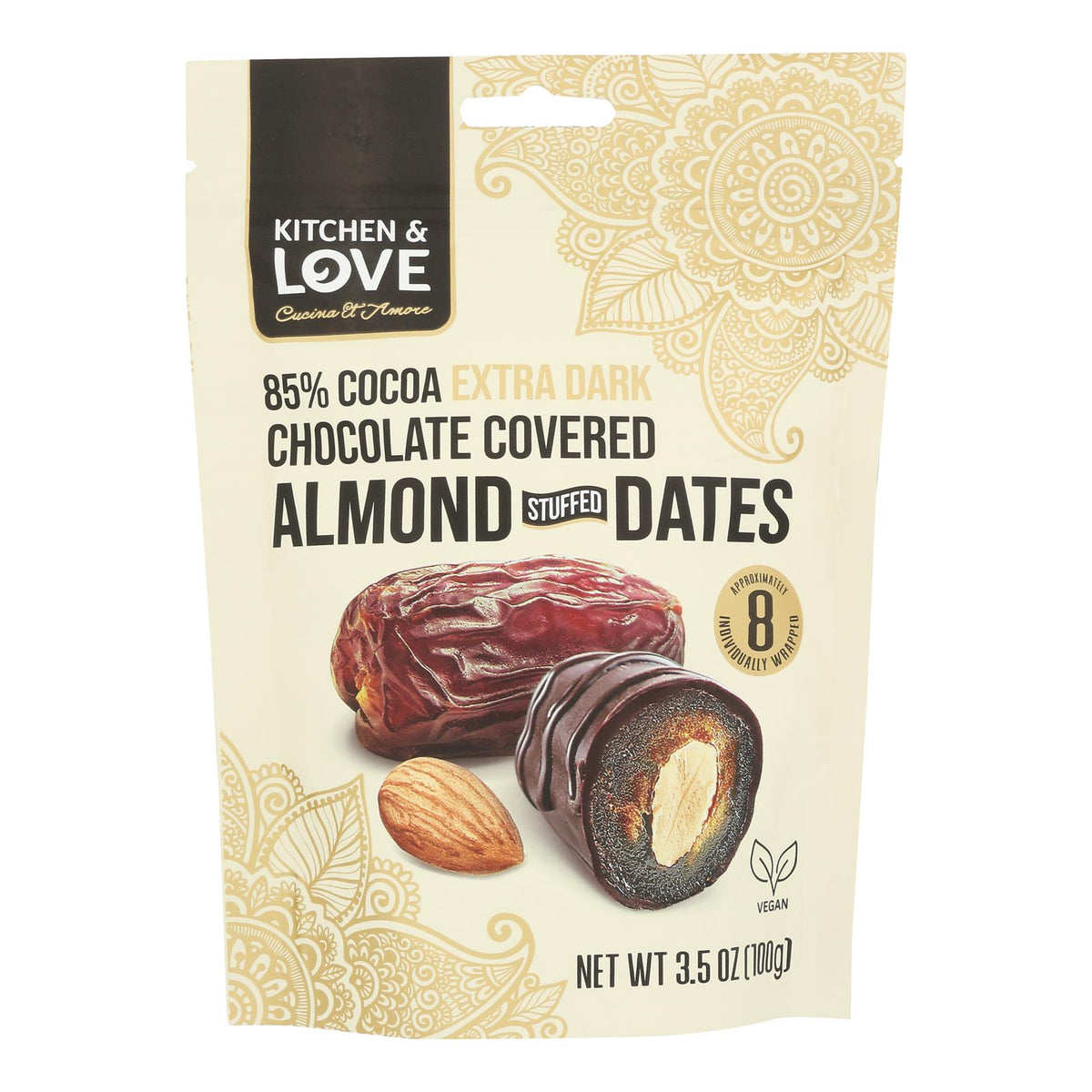 Dates, Extra Dark Chocolate-Covered, Almond-Stuffed, 85% Cocoa, 0.44 Ounce,8 - 8 COUNT