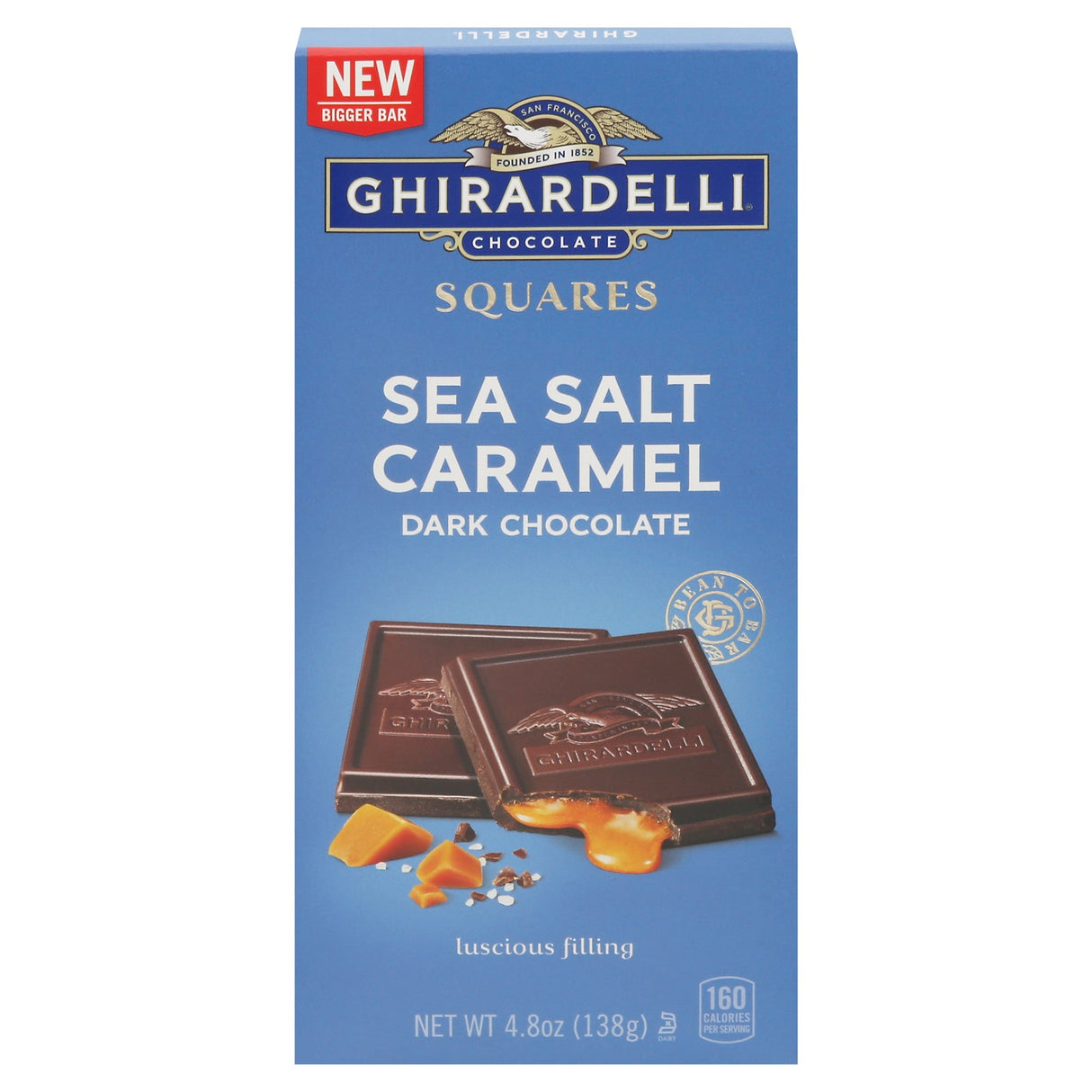 Chocolate Bars, Dark, Sea Salt Caramel-Filled, Square,10 - 4.8 OUNCE