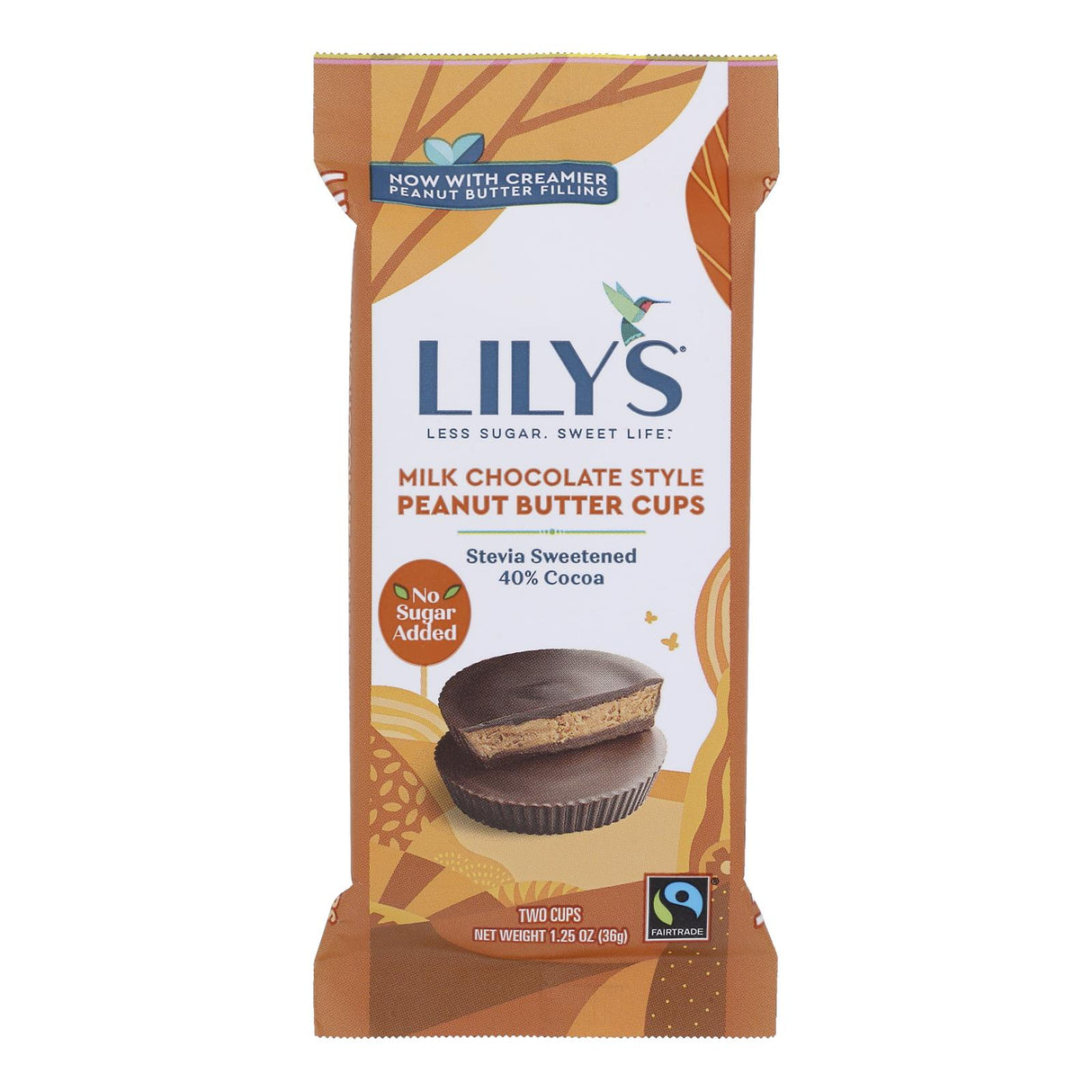 Candy, Peanut Butter Cup, Milk Chocolate, 40% Cocoa, Sweetened with Stevia,12 - 1.25 OUNCE