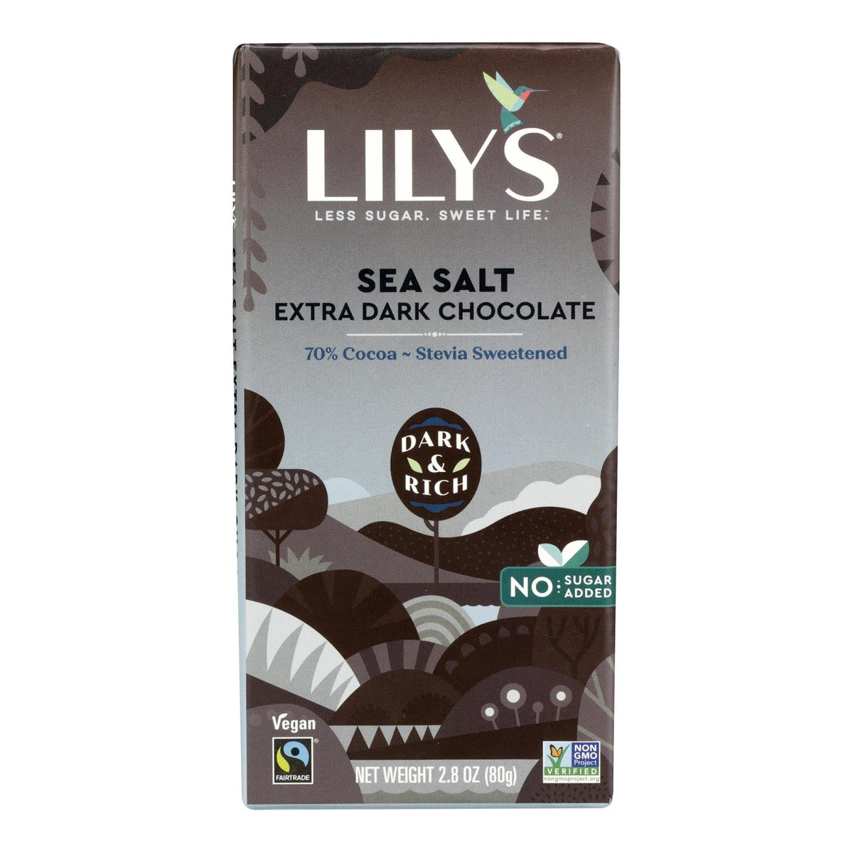 Chocolate Bars, Dark, Sea Salt, 70% Cocoa, Sweetened with Stevia,12 - 2.8 OUNCE