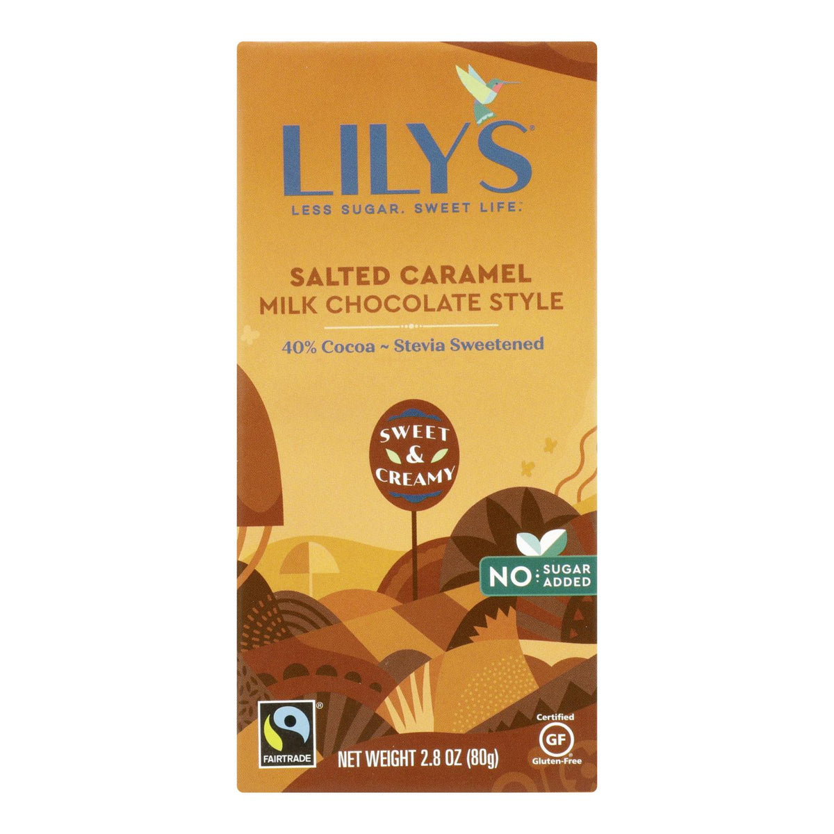 Chocolate Bars, Milk, Salted Caramel, 40% Cocoa, Sweetened with Stevia,12 - 2.8 OUNCE