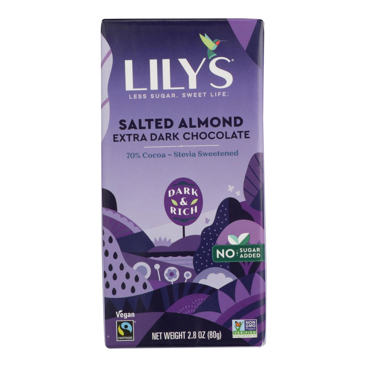Chocolate Bars, Dark, Salted Almond, 70% Cocoa, Sweetened with Stevia,12 - 2.8 OUNCE