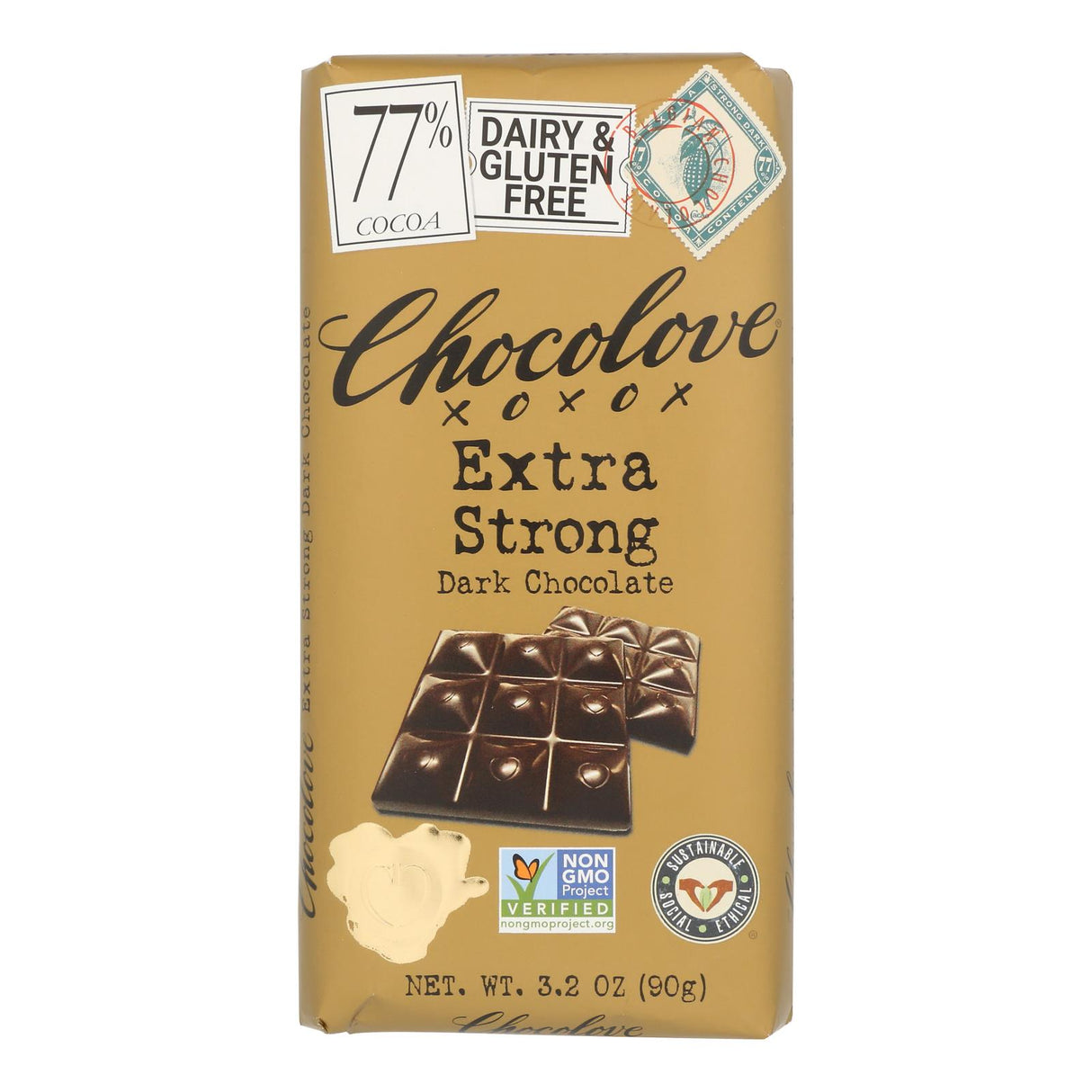 Chocolate Bars, Dark, Extra Strong, 77% Cocoa,12 - 3.2 OUNCE