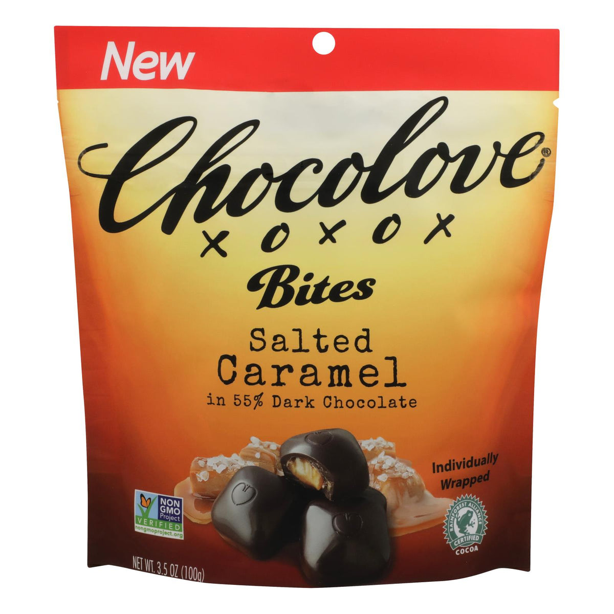 Chocolate Bites, Dark, Salted Caramel-Filled, 55% Cocoa, Individually-Wrapped,8 - 3.5 OUNCE