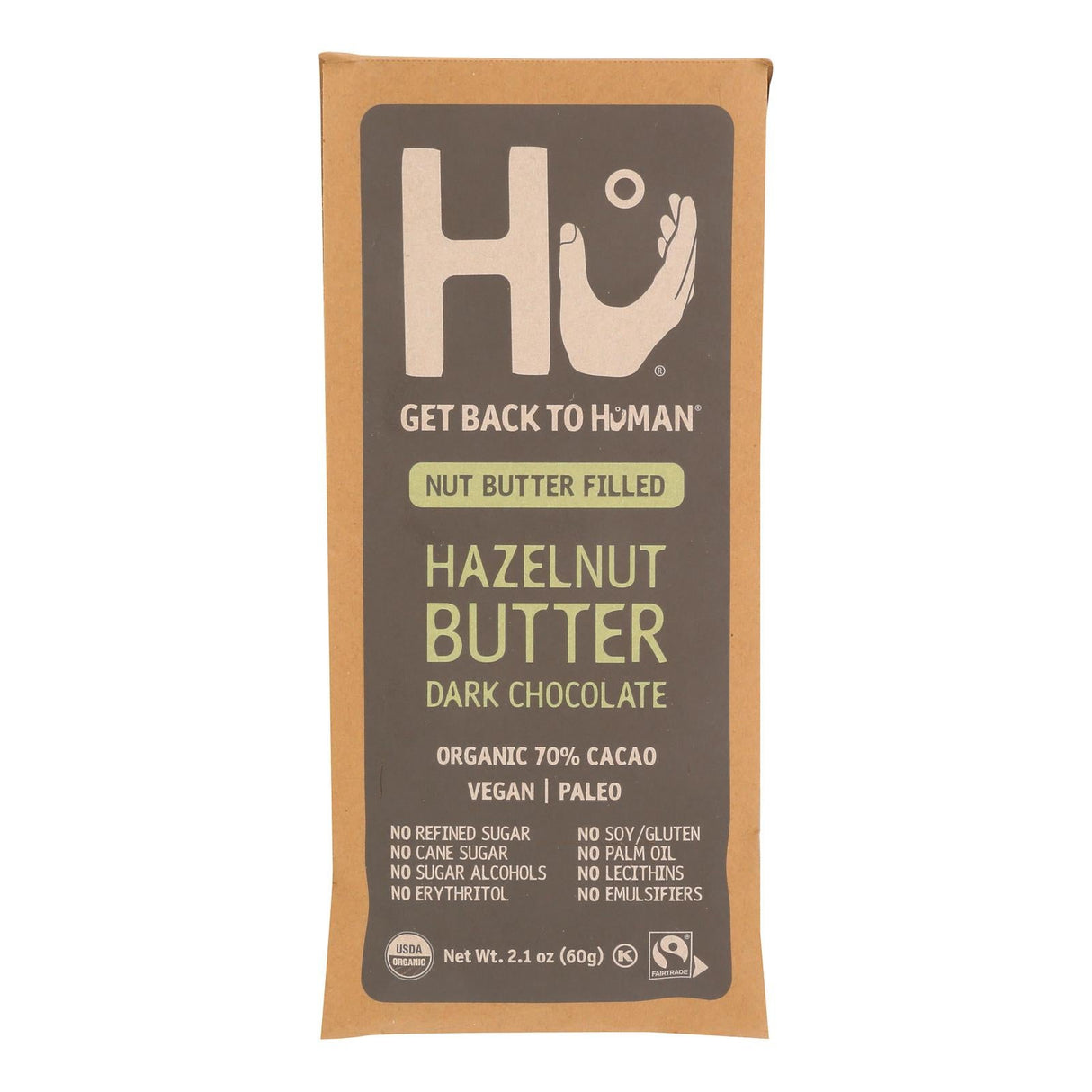 Chocolate Bars, Dark, Hazelnut Butter-Filled, 70% Cacao,12 - 2.1 OUNCE