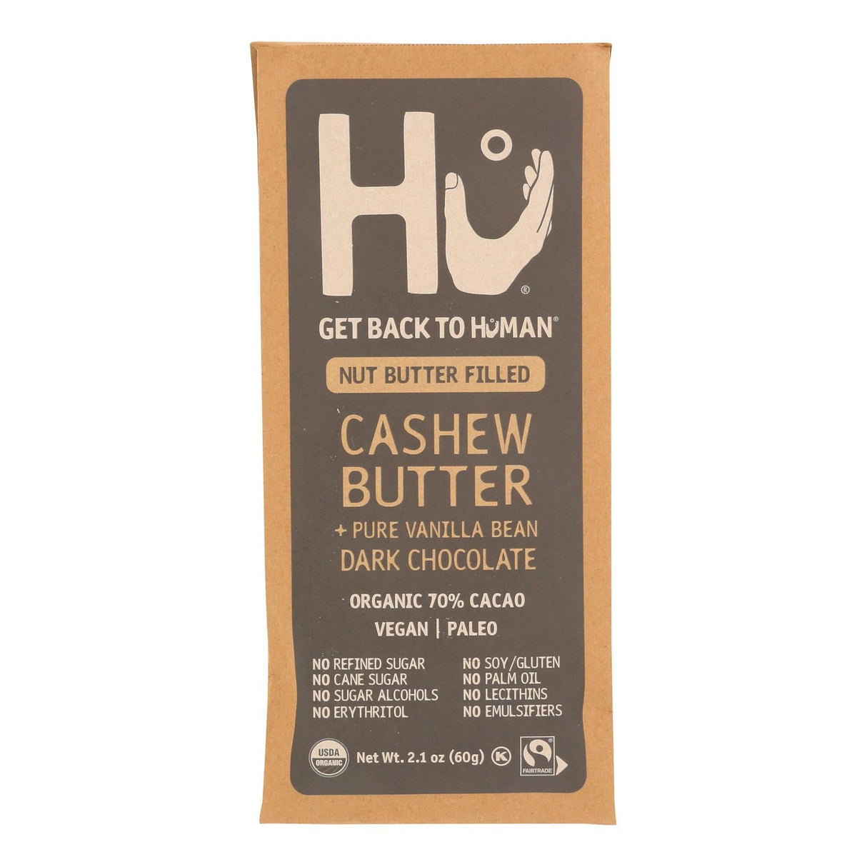 Chocolate Bars, Dark, Cashew Butter & Vanilla Bean Filled, 70% Cacao,12 - 2.1 OUNCE