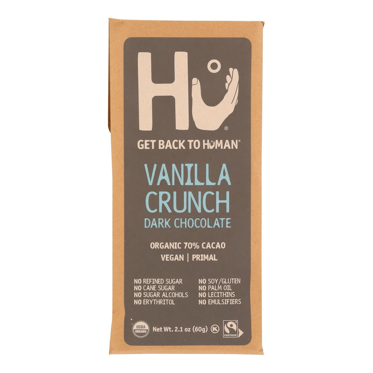 Chocolate Bars, Dark, Vanilla Crunch, 70% Cacao,12 - 2.1 OUNCE