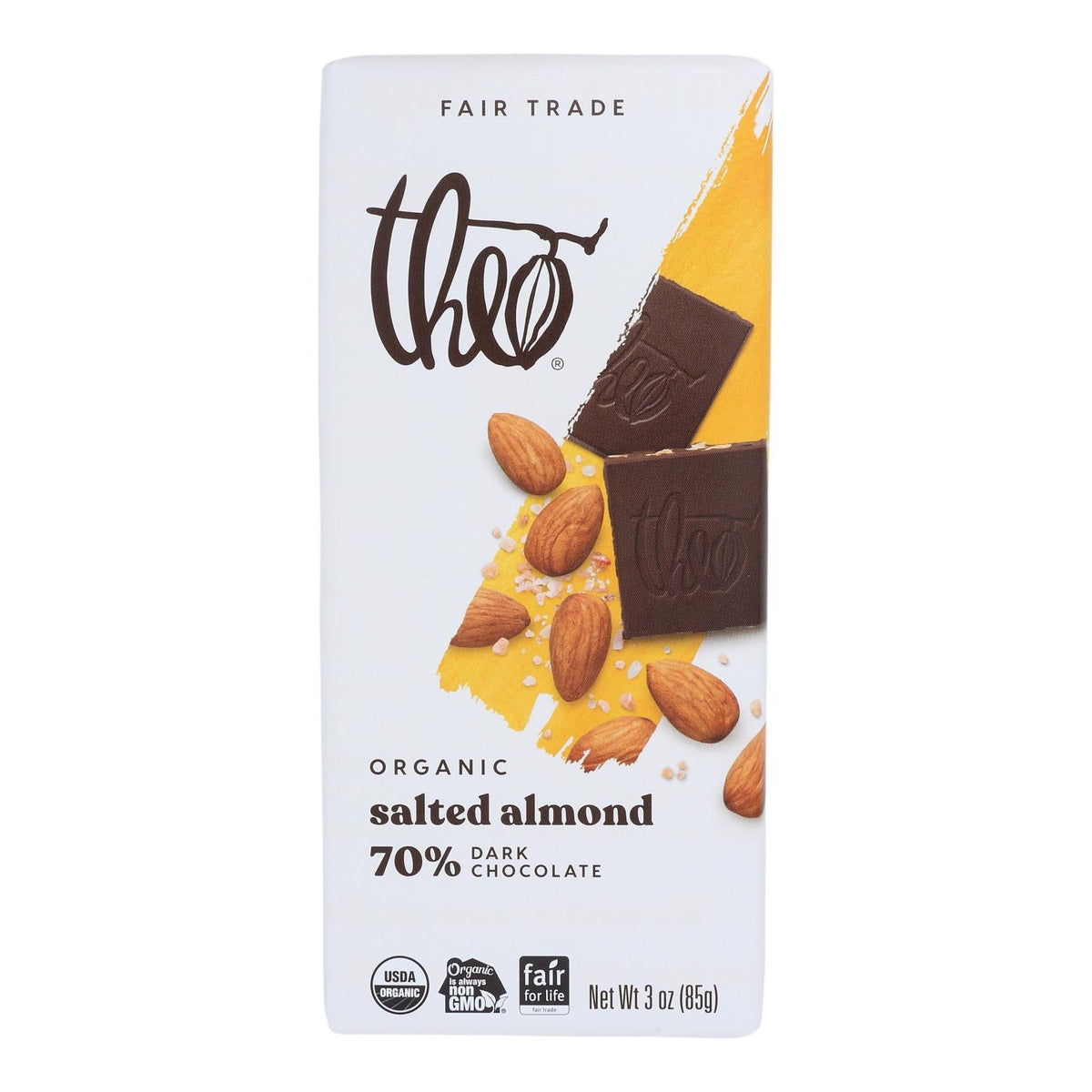 Chocolate Bars, Dark, Salted Almond, 70% Cocoa,12 - 3 OUNCE
