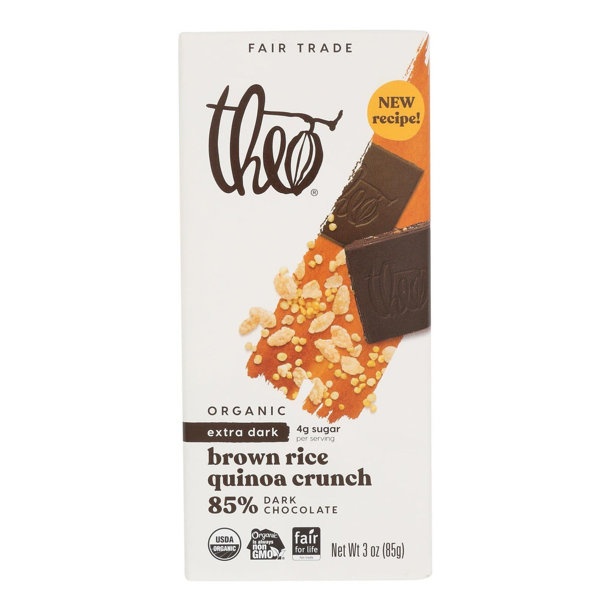 Chocolate Bars, Dark, Brown Rice Quinoa Crunch, 85% Cocoa,12 - 3 OUNCE