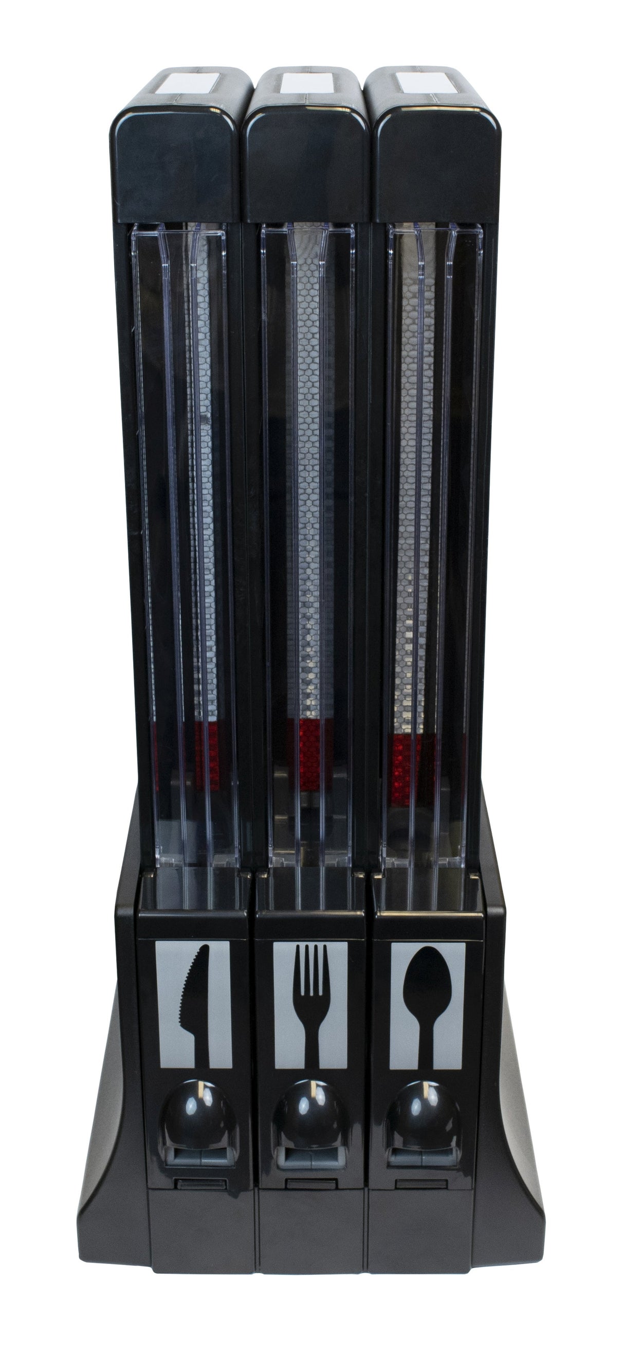 Cutlery Dispenser, Touchless, Black & Clear Plastic, Knife/Fork/Spoon, 10.13 x 10.25 x 24.25 Inch, Compatible with MAXSTAX Cutlery,1 - 1 EACH