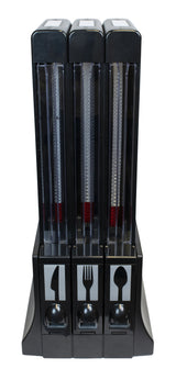 Cutlery Dispenser, Touchless, Black & Clear Plastic, Knife/Fork/Spoon, 10.13 x 10.25 x 24.25 Inch, Compatible with MAXSTAX Cutlery,1 - 1 EACH