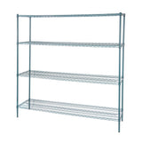 Shelves, NSF, RW Base, 18 x 72 Inch, Green, Epoxy, Corrosion-Resistant,4 - 1 EACH