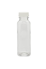 Bottles, Recyclable, 12 Ounce, Square, Clear, Plastic, with Safety Caps, 12 Ounce,1 - 100 COUNT