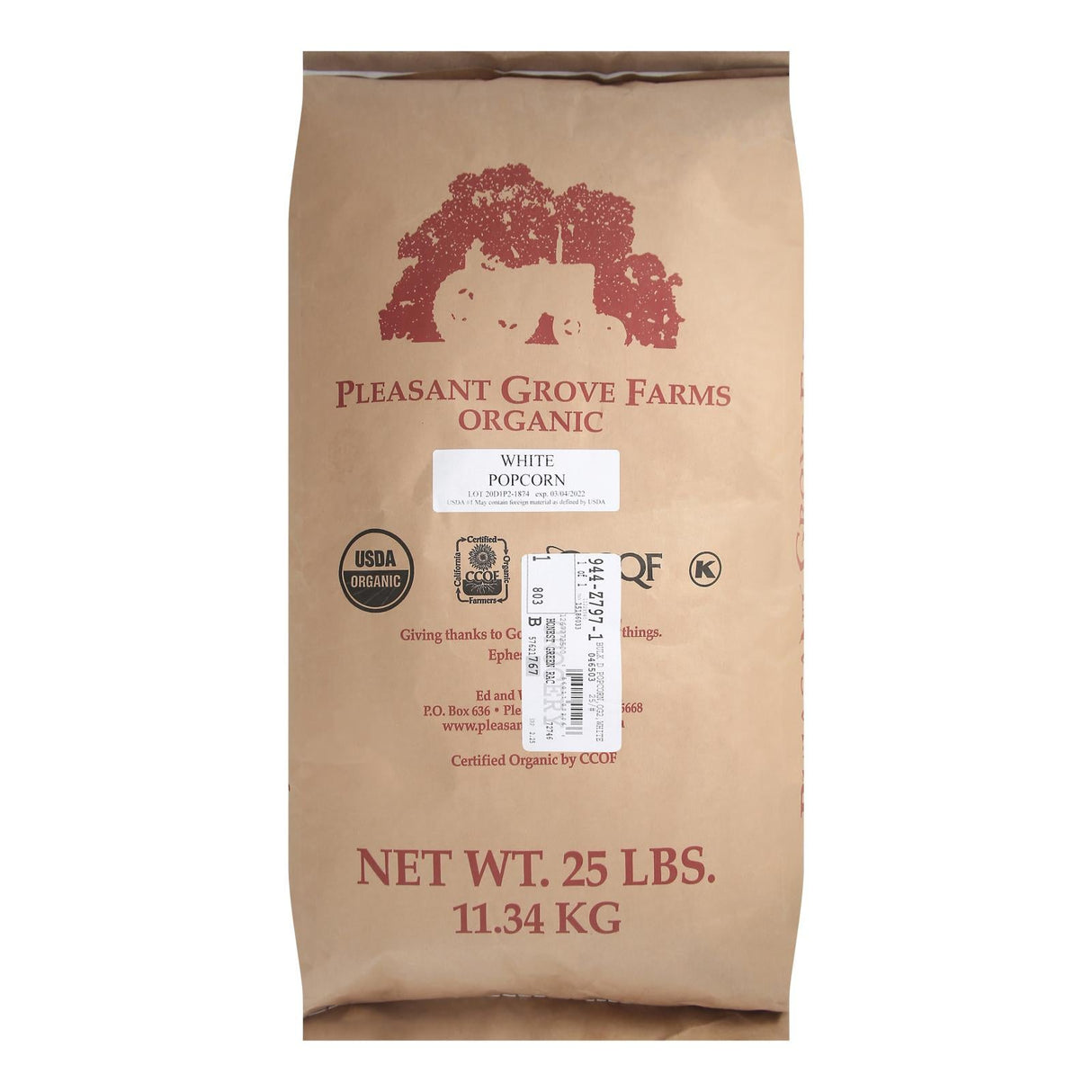 Popcorn Kernels, White, Bulk,1 - 25 POUND