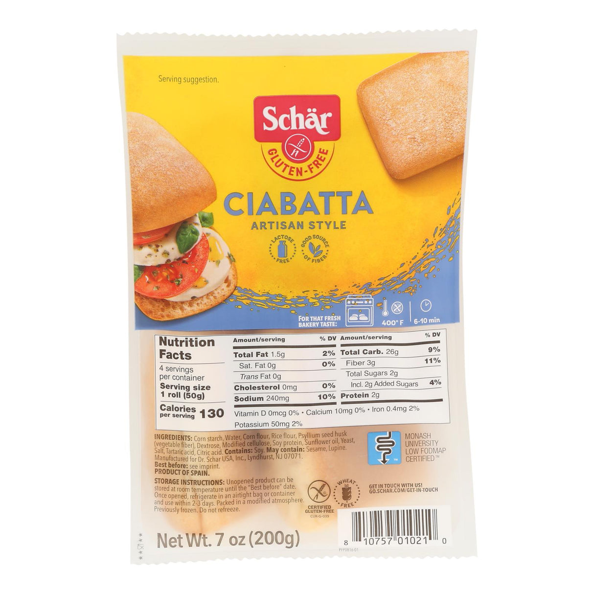 Bread, Ciabatta,5 - 7 OUNCE