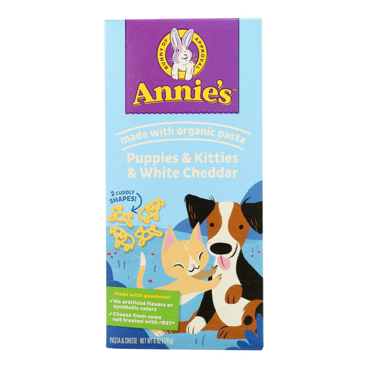 Entree, Macaroni & Cheese, White Cheddar, Puppies & Kitties Shape,12 - 6 OUNCE