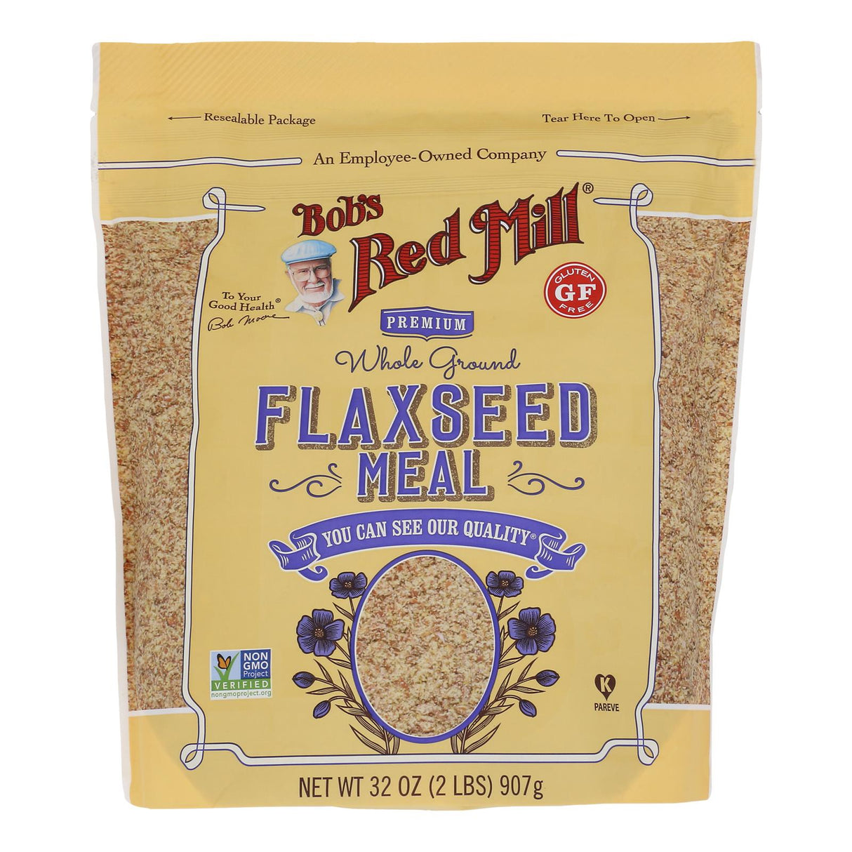 Flaxseed Meal, Golden, Resealable Package,4 - 32 OUNCE