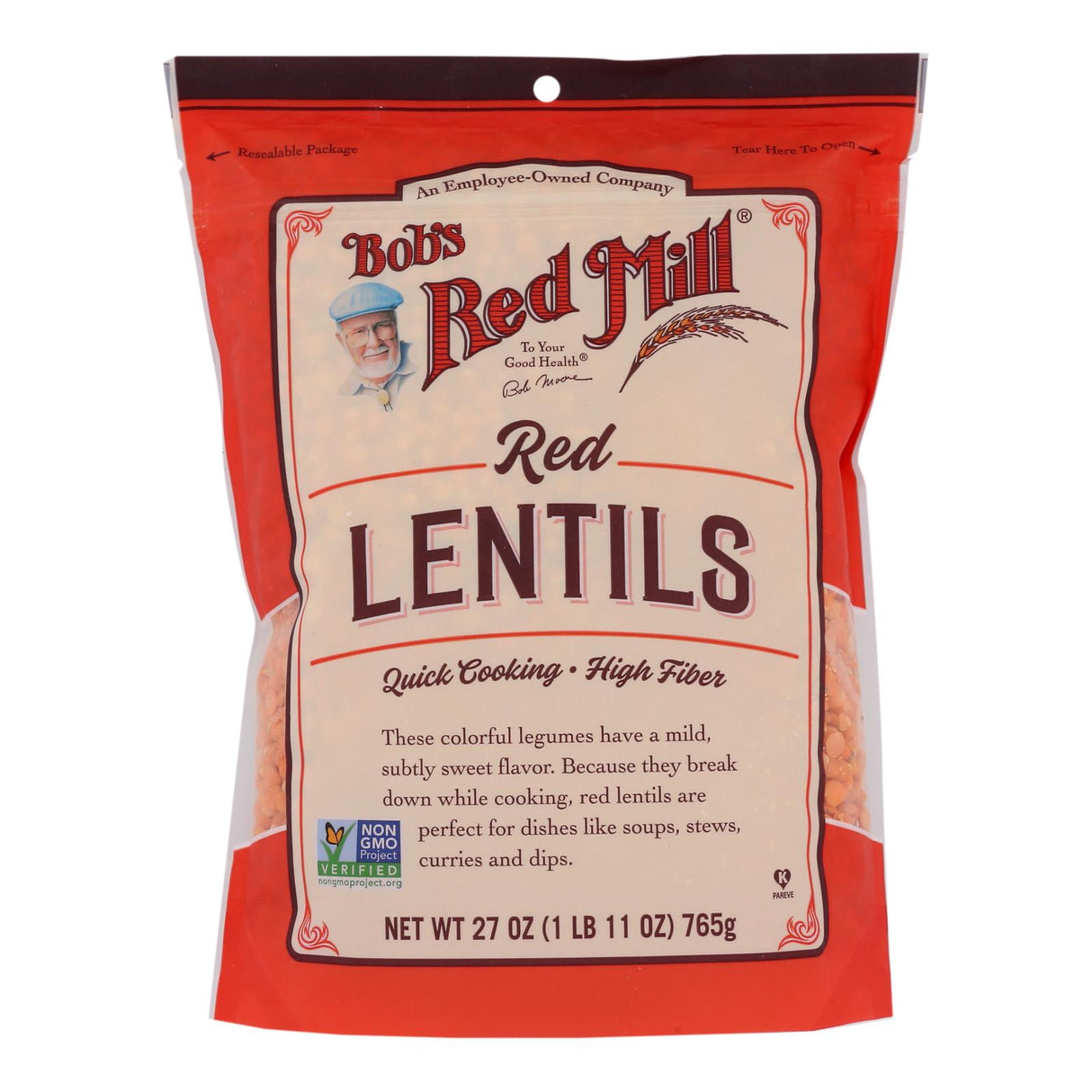 Lentils, Red, Dried, Resealable Package,4 - 27 OUNCE
