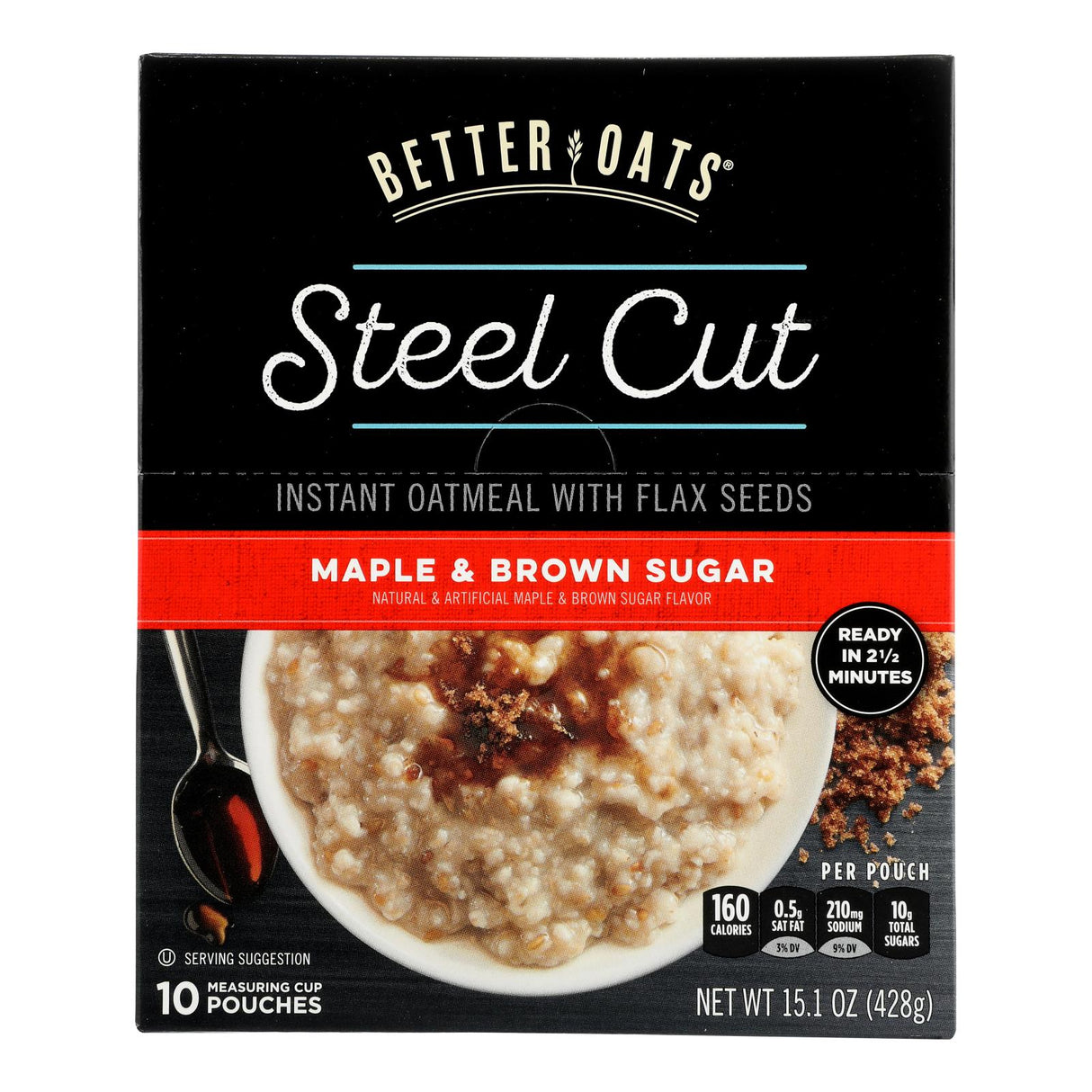 Oatmeal, Steel Cut, Maple & Brown Sugar, Instant, contains Flax Seeds, 1.51 Ounce,6 - 10 COUNT