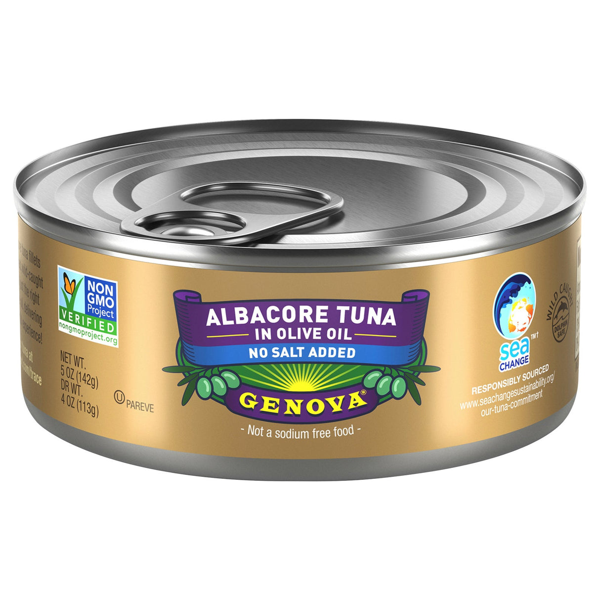 Tuna, Albacore, in Olive Oil, No Salt Added, Ready-to-Use, Shelf-Stable,12 - 5 OUNCE