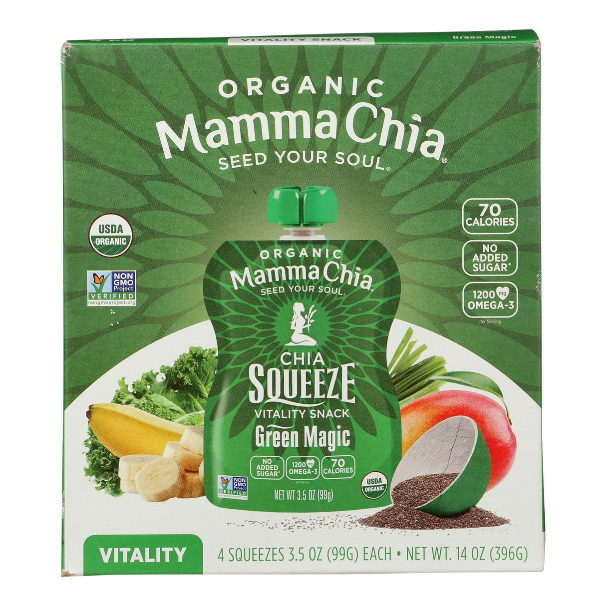 Snacks, Chia, Green Magic, Squeeze Pouch, 3.5 Ounce,6 - 4 COUNT
