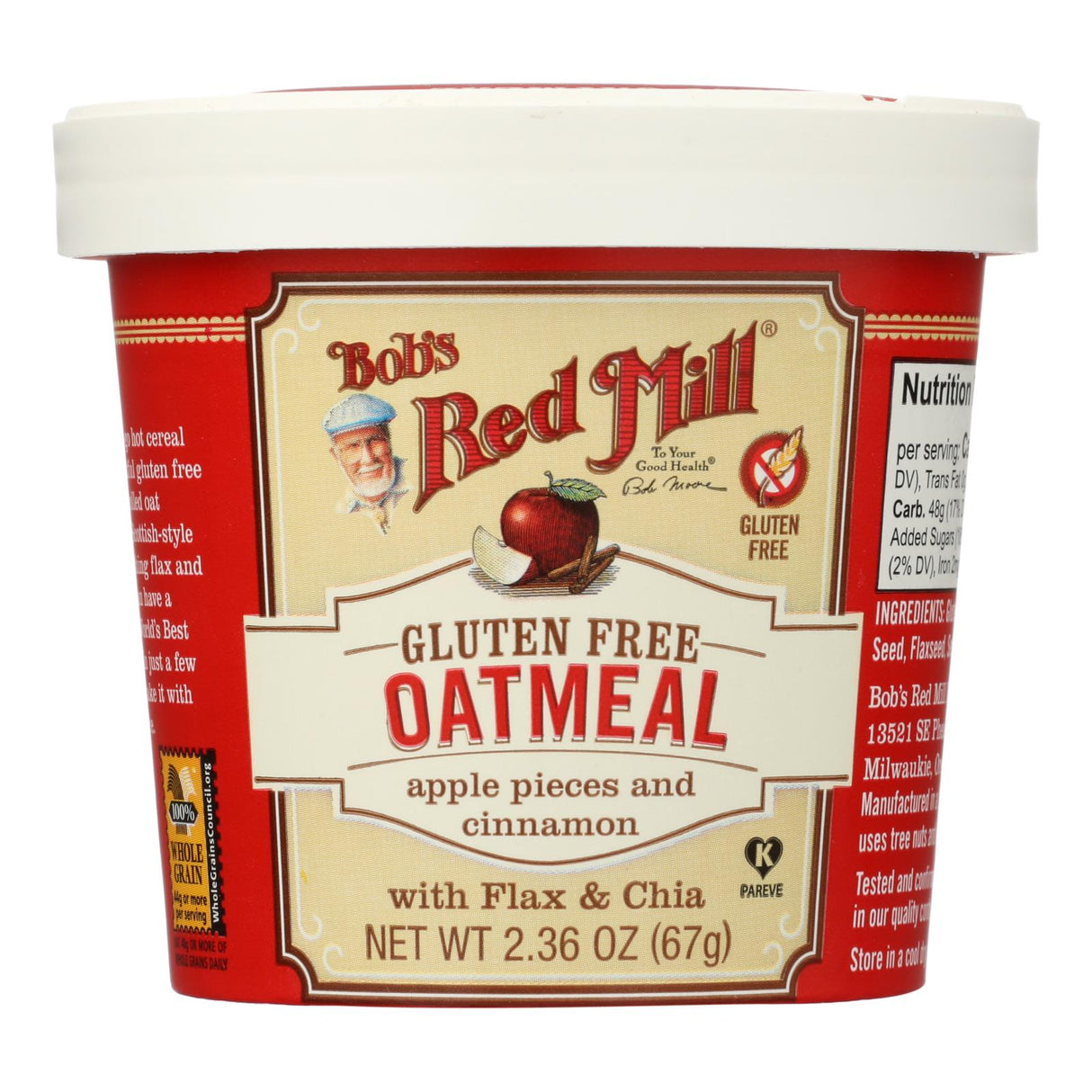 Oatmeal, Apple & Cinnamon, contains Flax & Chia, Single-Serve Cup,12 - 2.36 OUNCE