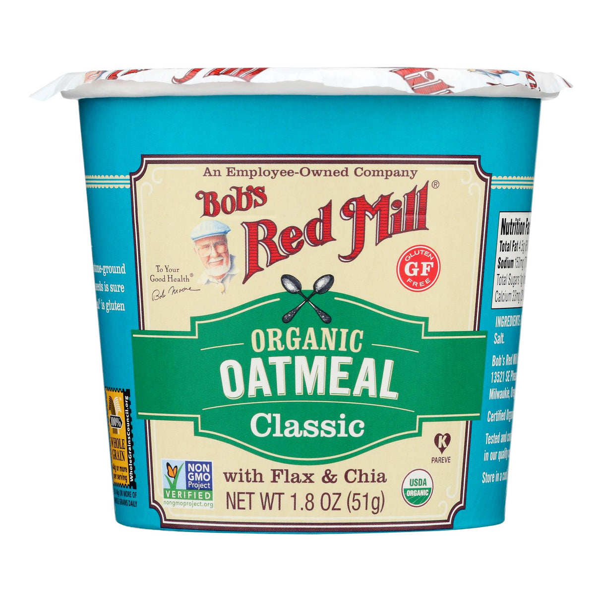 Oatmeal, Classic, contains Flax & Chia, Single-Serve Cup,12 - 1.8 OUNCE