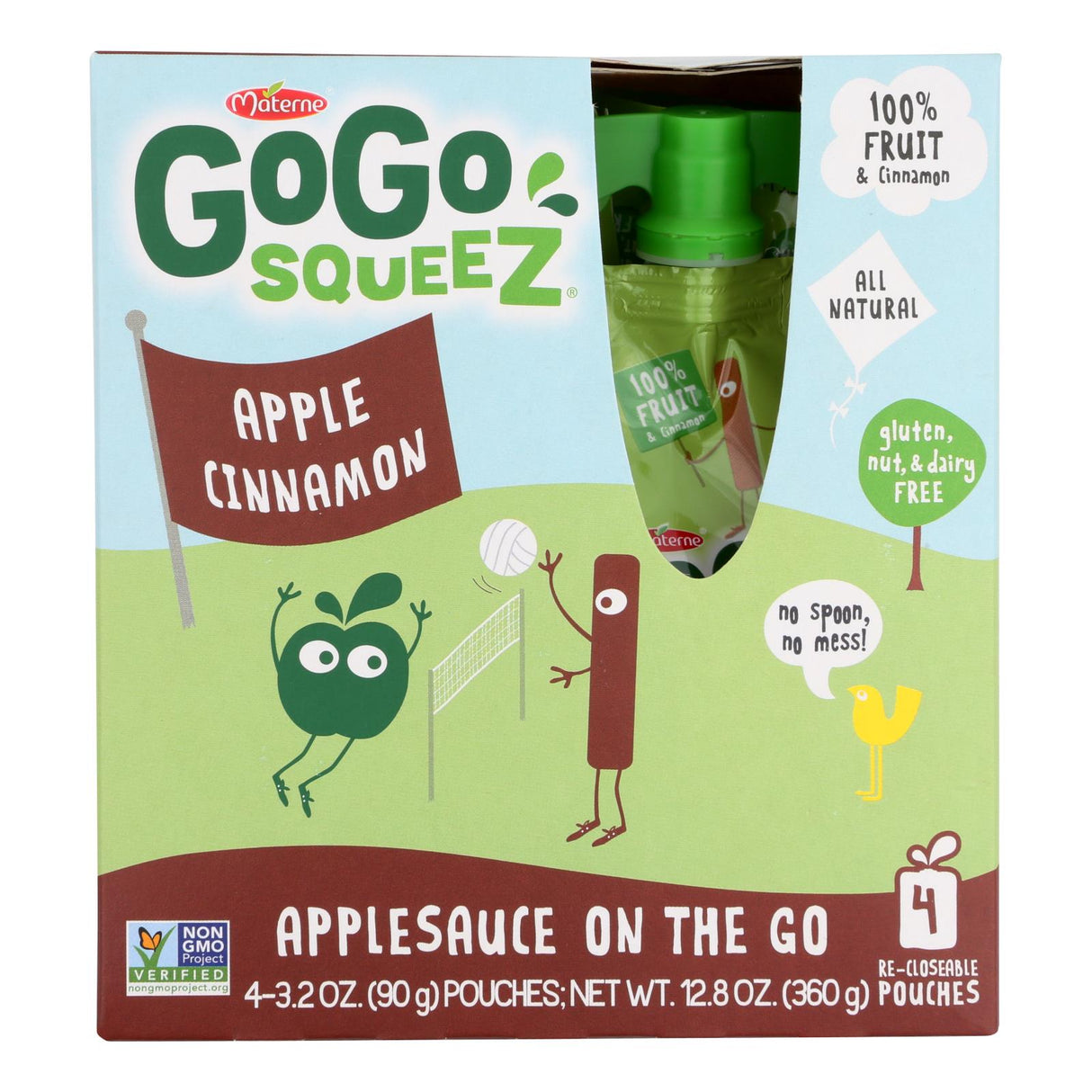 Applesauce, Cinnamon, Squeeze Pouch, 3.2 Ounce,12 - 4 COUNT