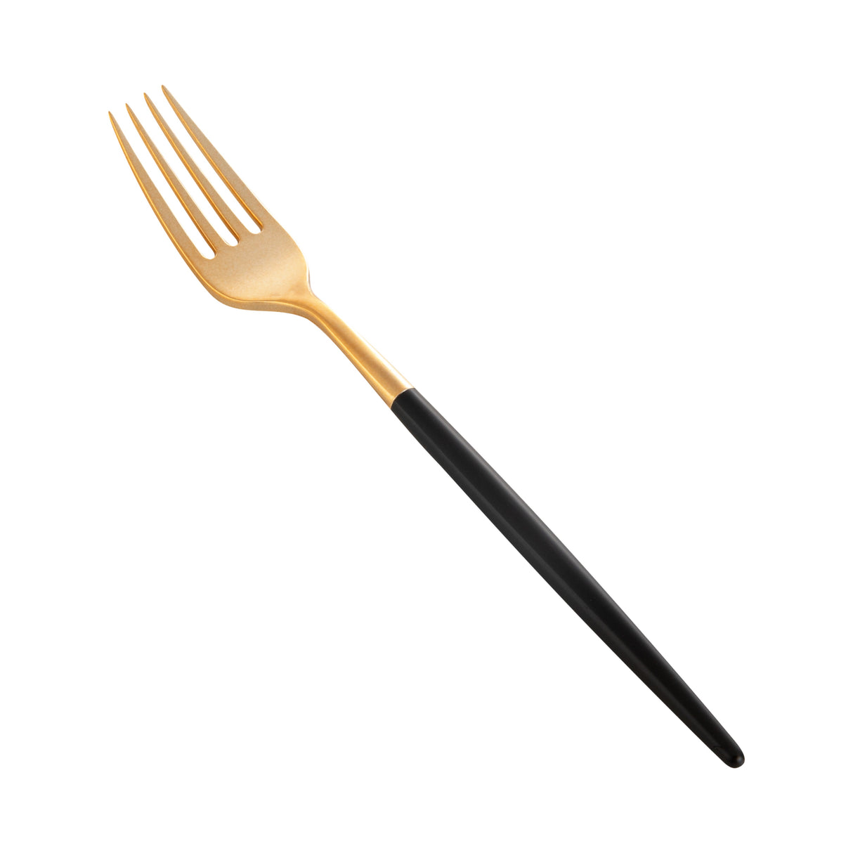 Fork, Moderna, Plastic, Gold, Black Handle, 7.50 Inch,10 - 50 COUNT