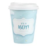 Cup, Hot, Restpresso 12 Ounce, Paper, It's a Boy Print, 3.50 x 4.75 Inch, includes White Lid,20 - 20 COUNT