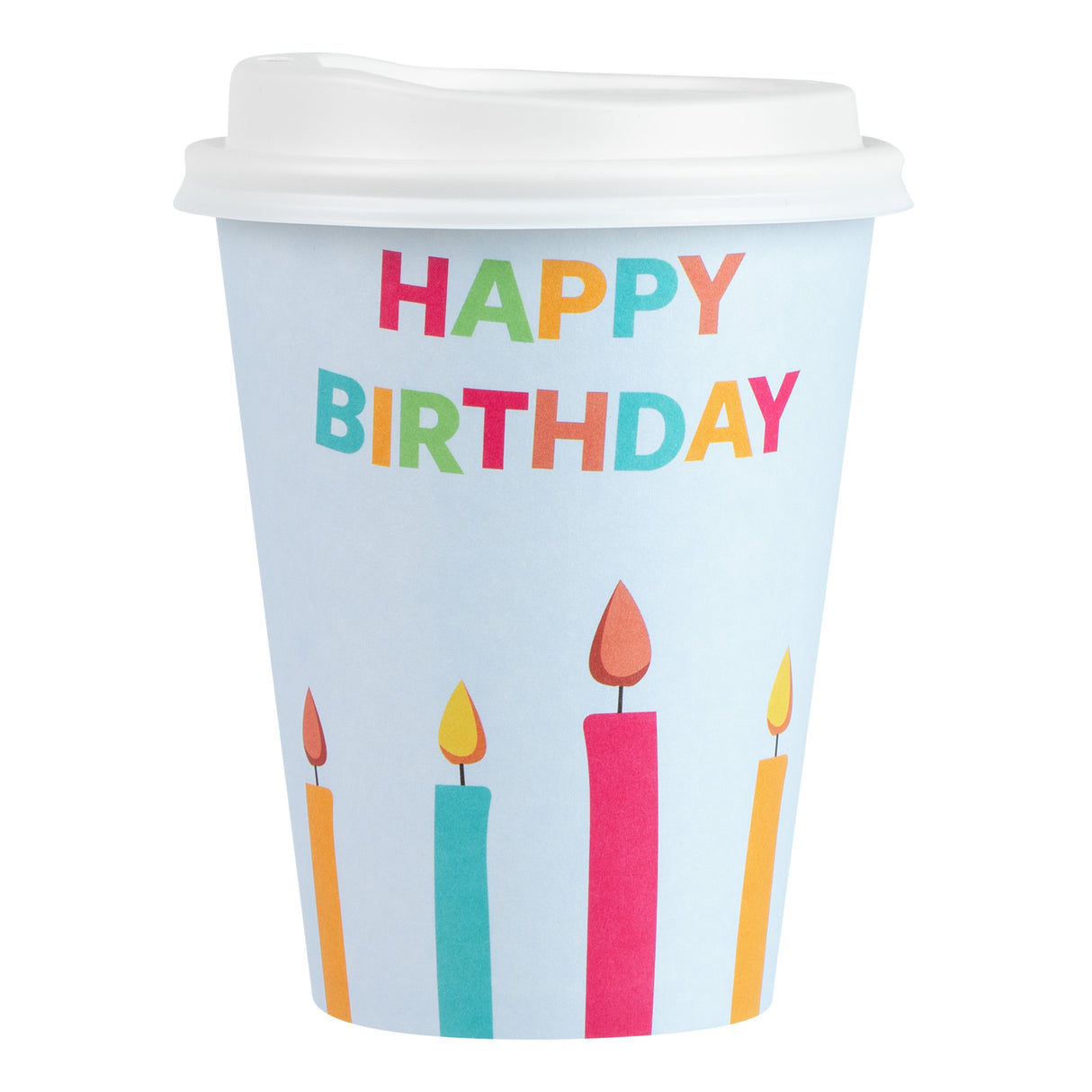 Cup, Hot, Restpresso 12 Ounce, Paper, Happy Birthday Print, 3.50 x 4.75 Inch, includes White Lid,20 - 20 COUNT
