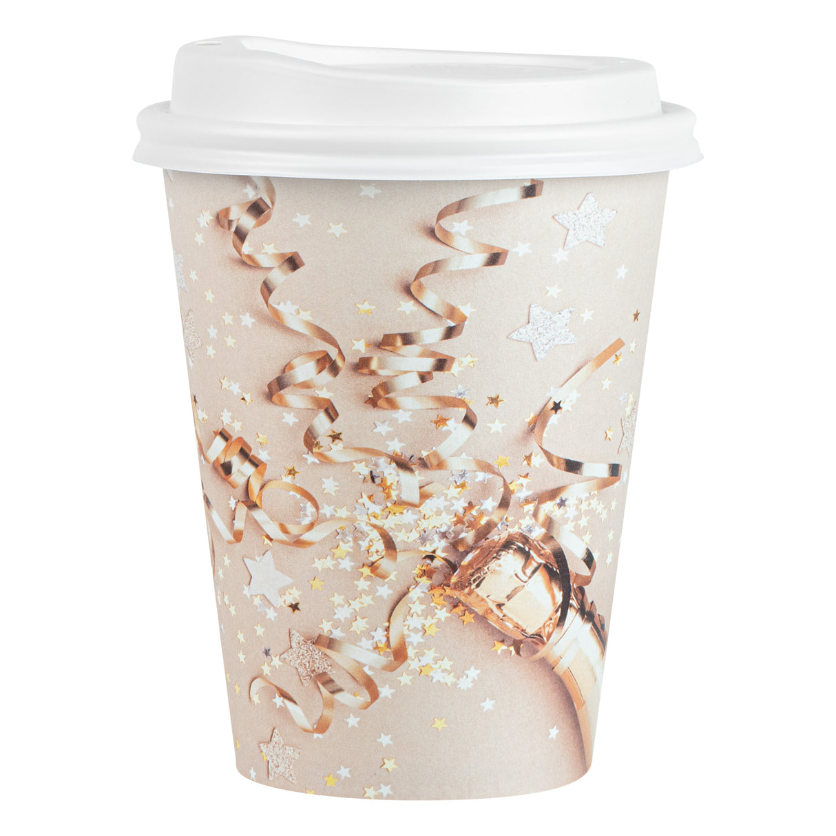 Cup, Hot, Restpresso 12 Ounce, Paper, New Year's Eve Print, 3.50 x 4.75 Inch, includes White Lid,20 - 20 COUNT