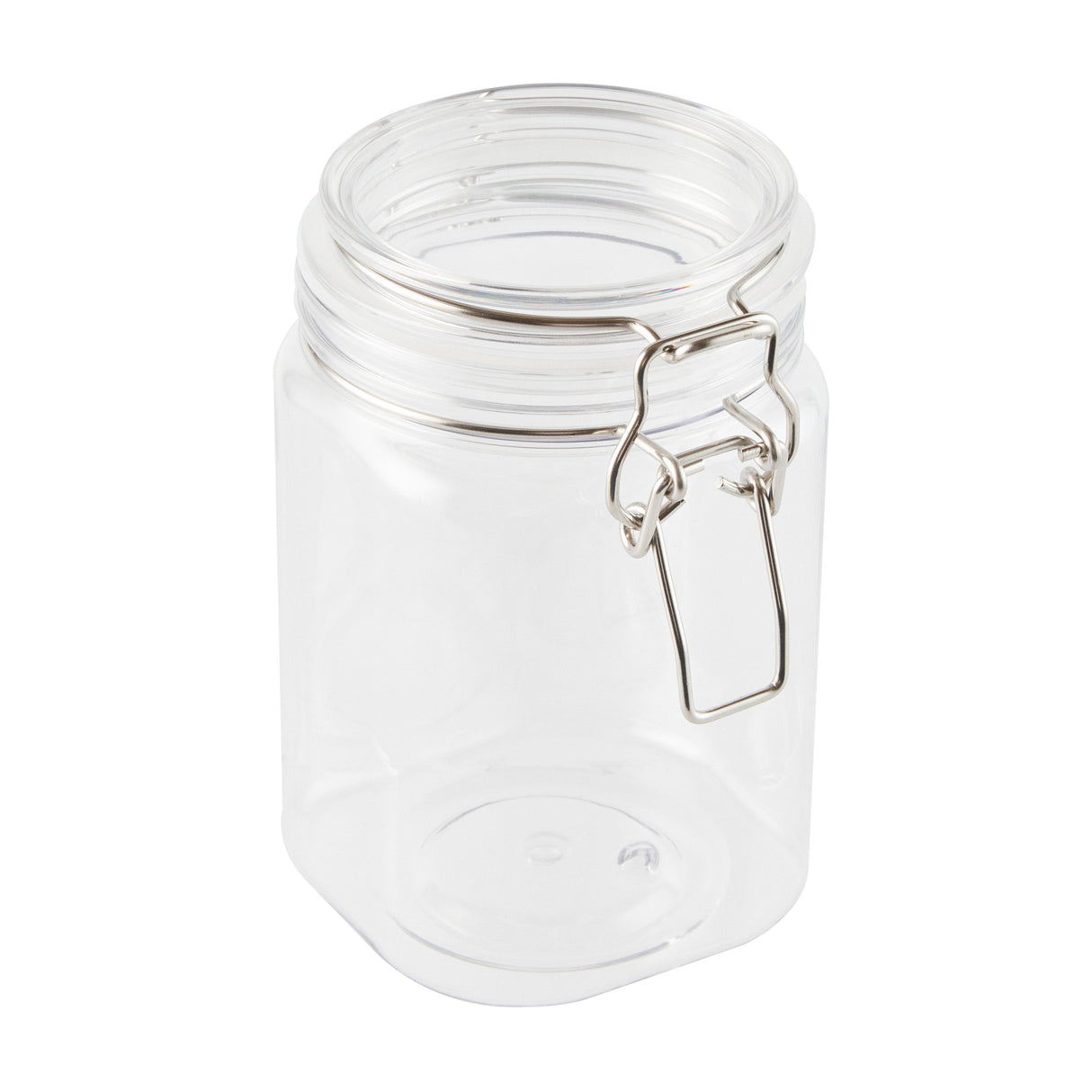 Jars, Storage, Met Lux 29 Ounce, Plastic, Clear, Square, 3.75 x 3.75 x 6 Inch, Hinged Lid,10 - 2 COUNT