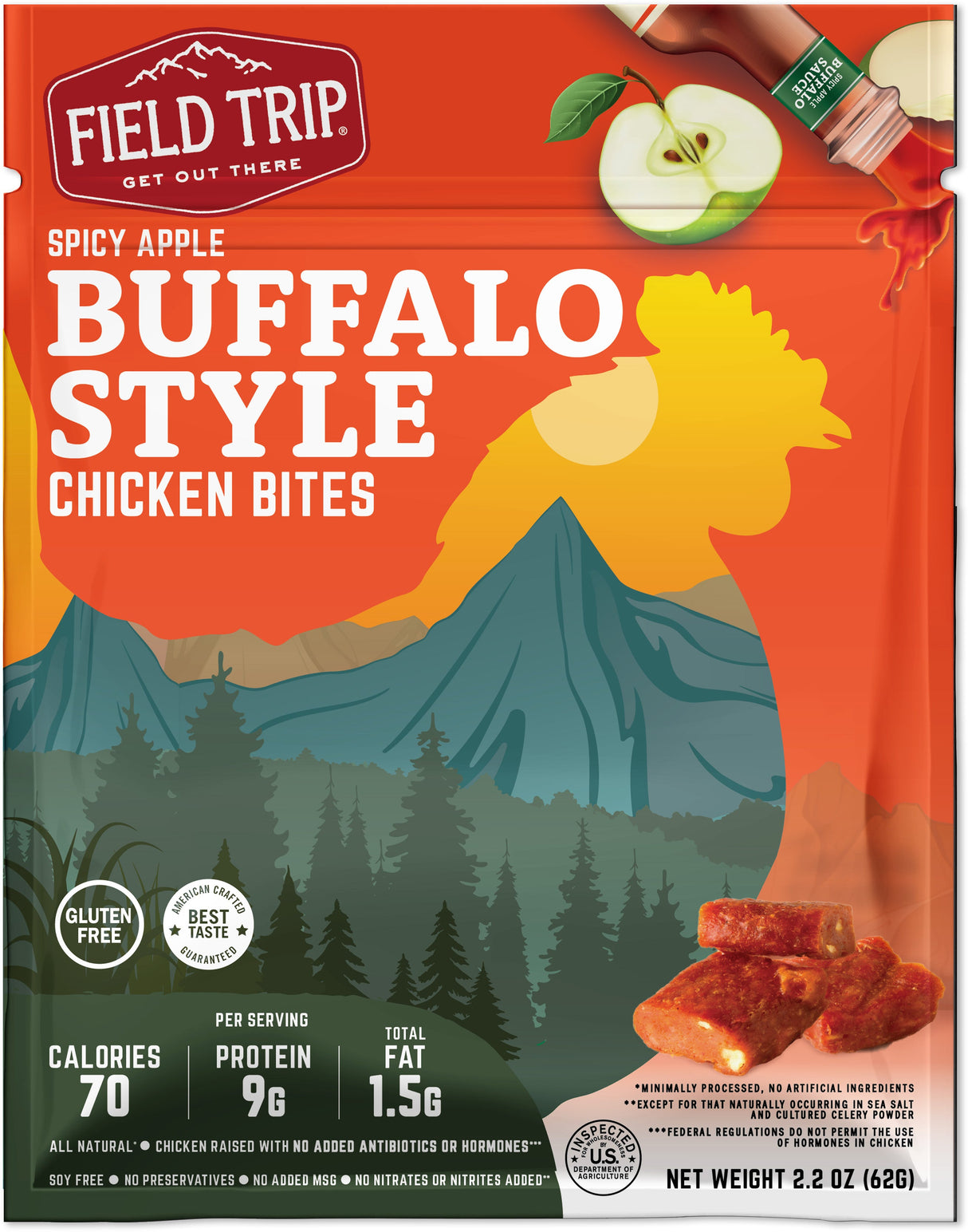 Meat Snacks, Chicken & Apple, Buffalo-Style,9 - 2.5 OUNCE