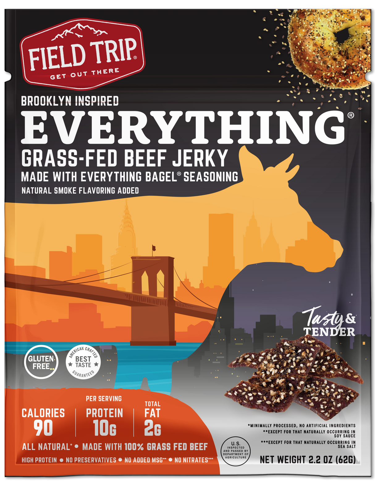 Jerky, Beef, Everything Bagel,9 - 2.2 OUNCE