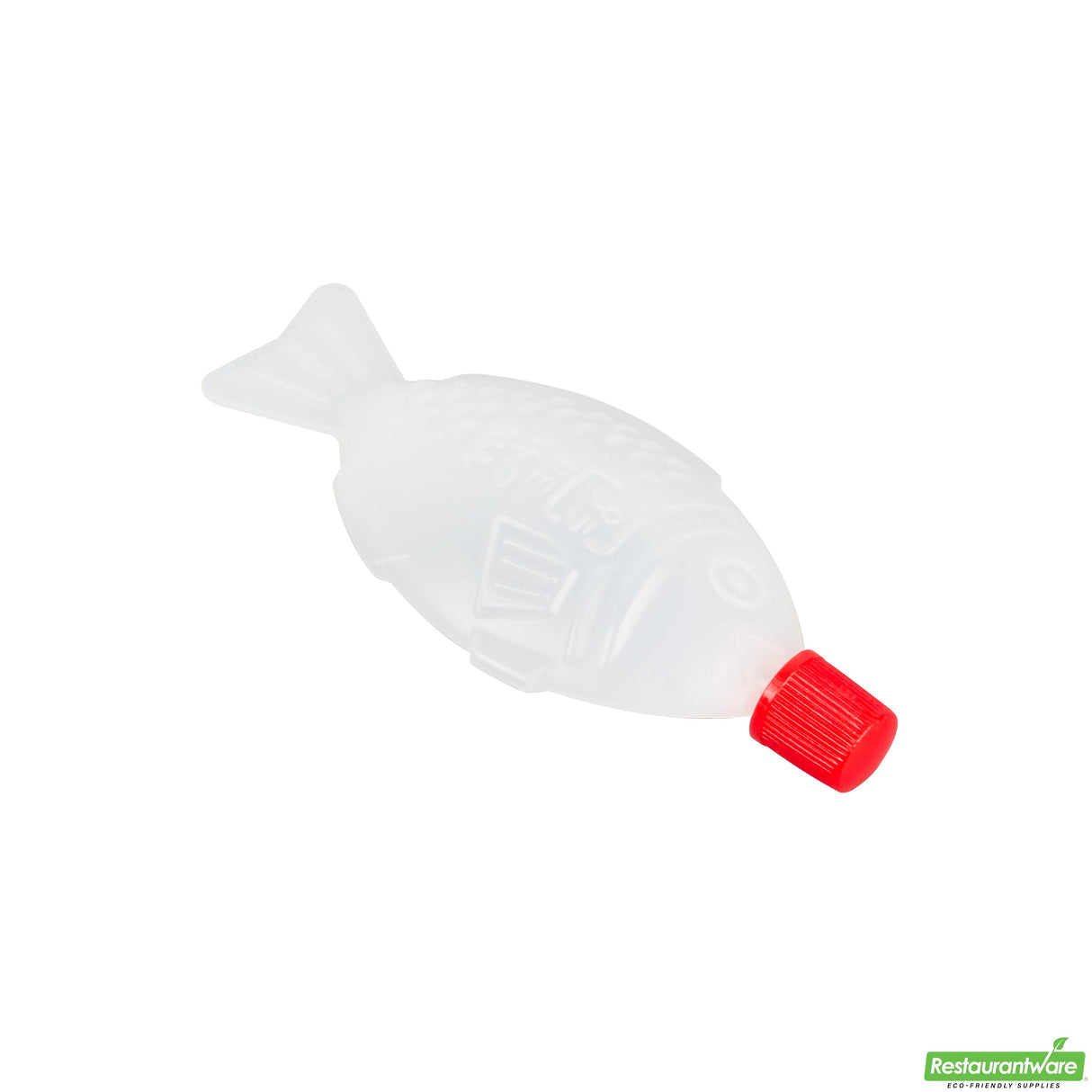 Bottle, Soy Sauce, Bento Tek 8 Milliliter, Plastic, Translucent, Fish-Shape, 3 x 0.50 x 1.25 Inch, Red Cap,10 - 100 COUNT