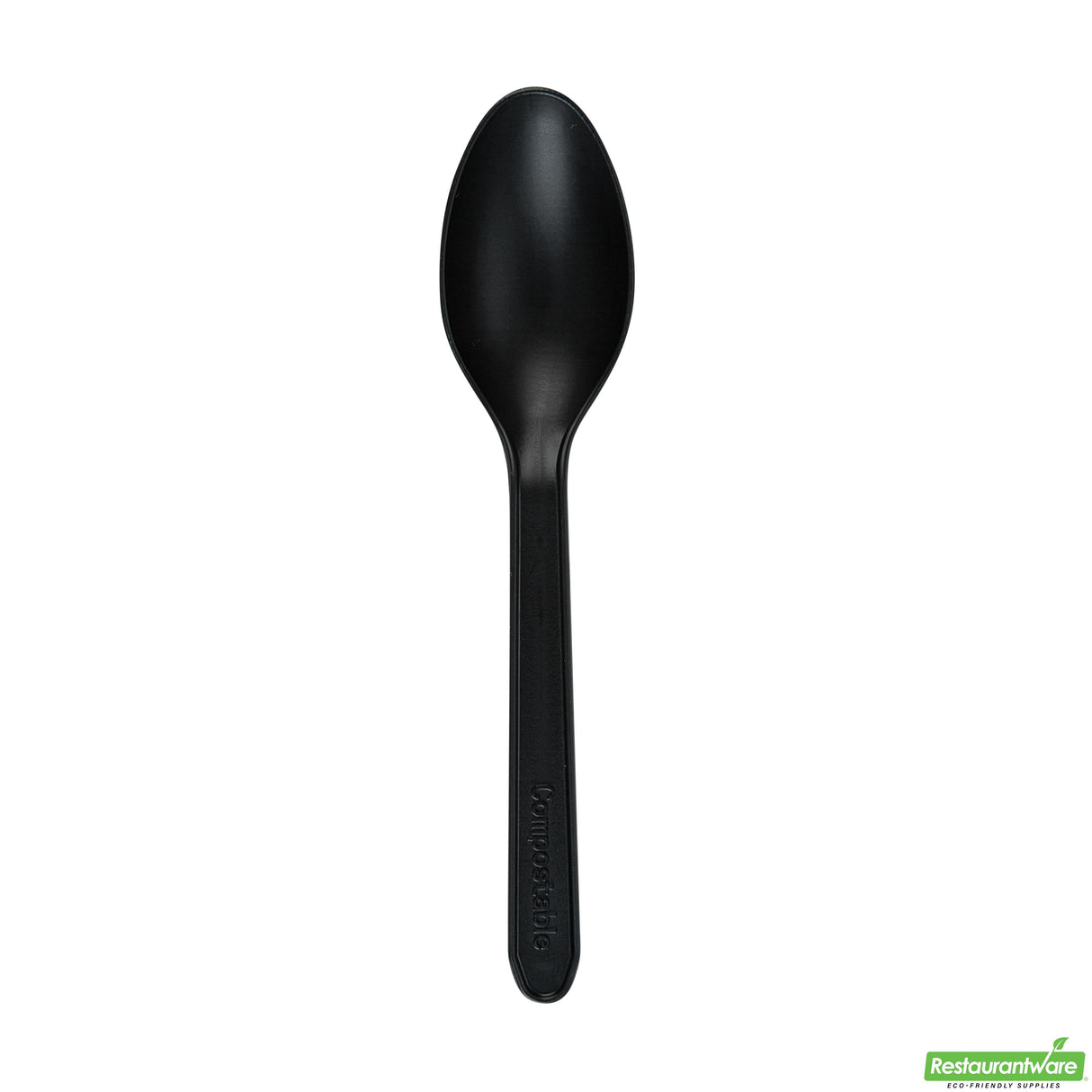 Spoons, Dessert, Basic Nature, Plastic, Black, 5 Inch, Heat-Resistant, CPLA,100 - 1 EACH