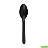 Spoons, Dessert, Basic Nature, Plastic, Black, 5 Inch, Heat-Resistant, CPLA,100 - 1 EACH