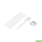 Cutlery Kits, Spork, RW Base, Plastic, White, with Napkin/Salt/Pepper, 5.25 Inch, Wrapped,250 - 4 PIECE