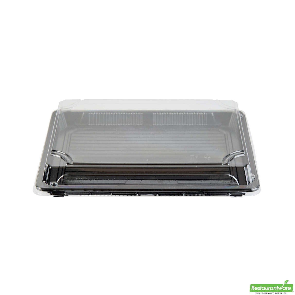 Trays, Take-Out Sushi, Roku 10 x 7.25 x 1.75 Inch, Plastic, Black, Rectangular, includes Clear Lid,100 - 2 PIECE