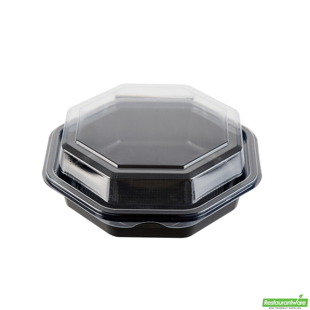 Containers, RW Base 6.25 x 6.25 x 2 Inch, Plastic, Black, Octagonal, includes Clear Lid,100 - 2 PIECE