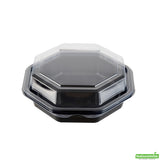Containers, RW Base 6.25 x 6.25 x 2 Inch, Plastic, Black, Octagonal, includes Clear Lid,100 - 2 PIECE