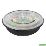 Bowls, Serving, Cater Tek 68 Ounce, Microwavable Plastic, Black, 9.75 x 9.75 x 3 Inch, includes Clear Lid, Round,25 - 2 PIECE